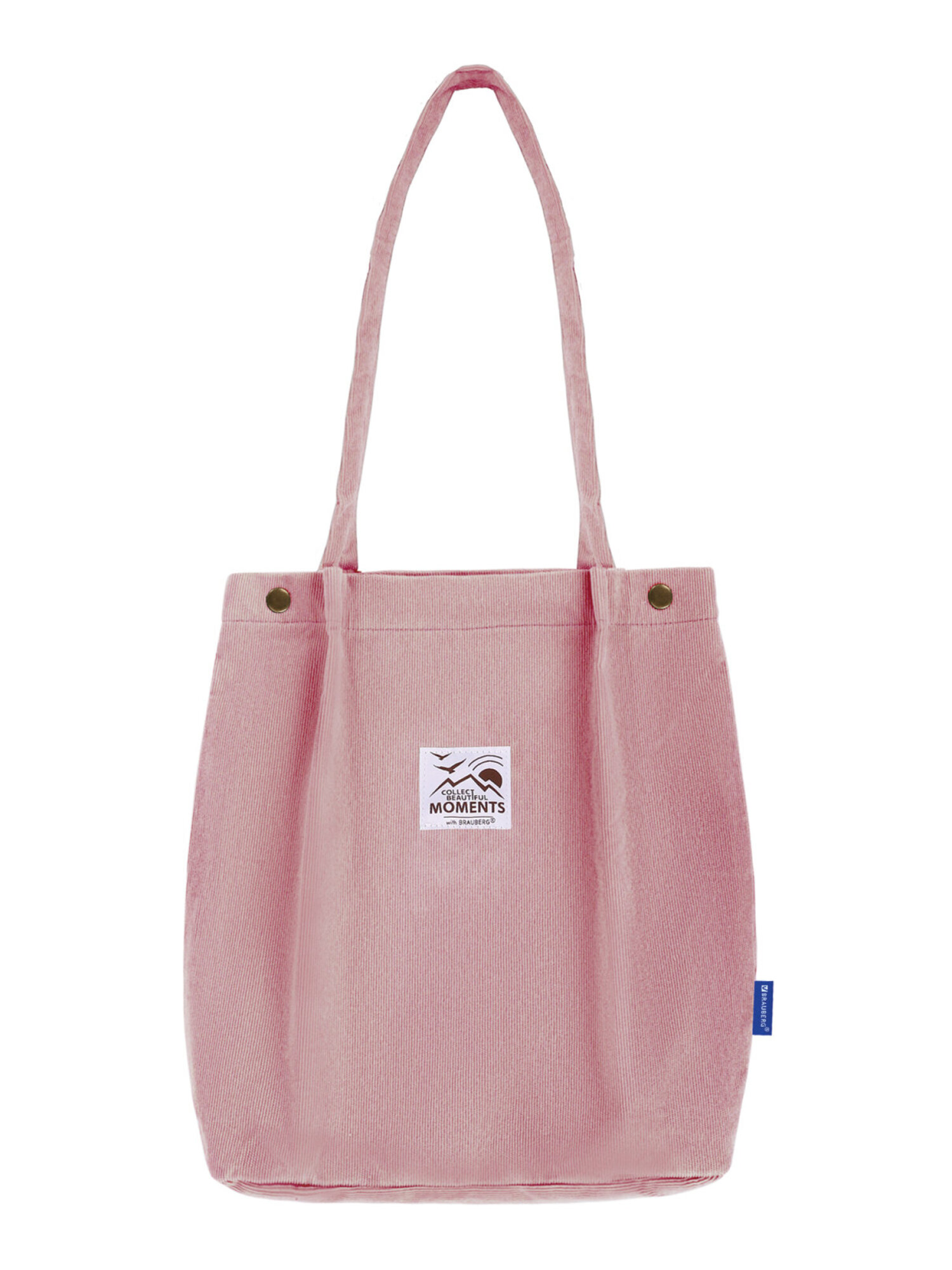 Изображение товара Стильная сумка-шоппер BRAUBERG MOMENTS из вельвета розовая с ремнями 67 см