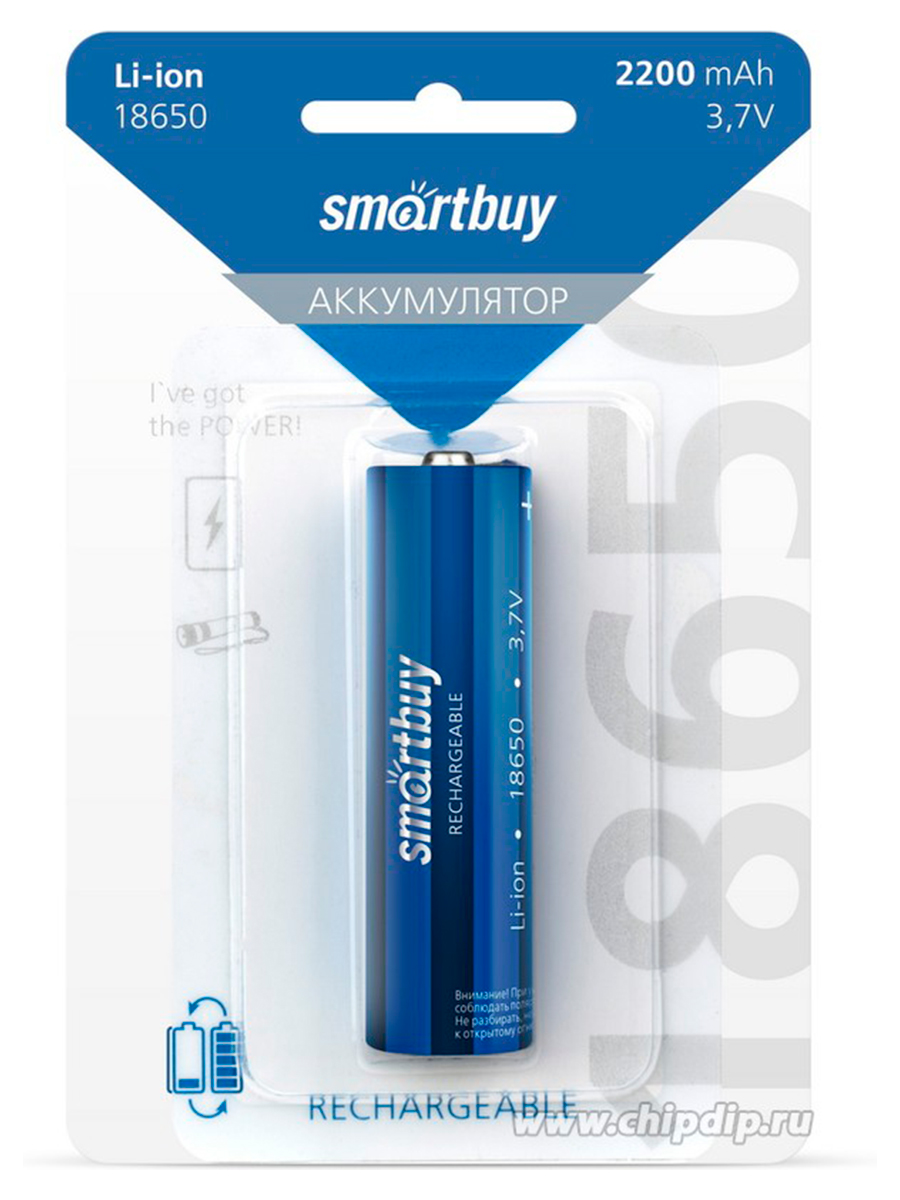 Аккумулятор Smartbuy 2200 mAh LI18650 - 1 шт. - фото 1