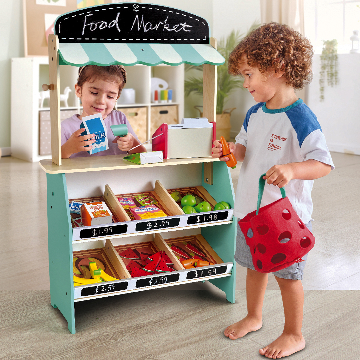 Игровой набор Hape продукты, прилавок, касса - фото 2