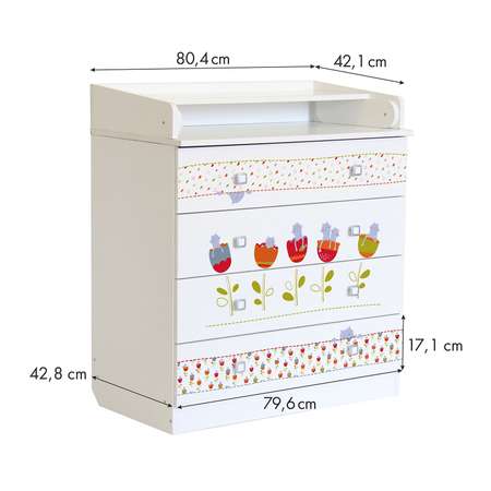 Комод Polini kids Simple 1580 Сонные котята Белый
