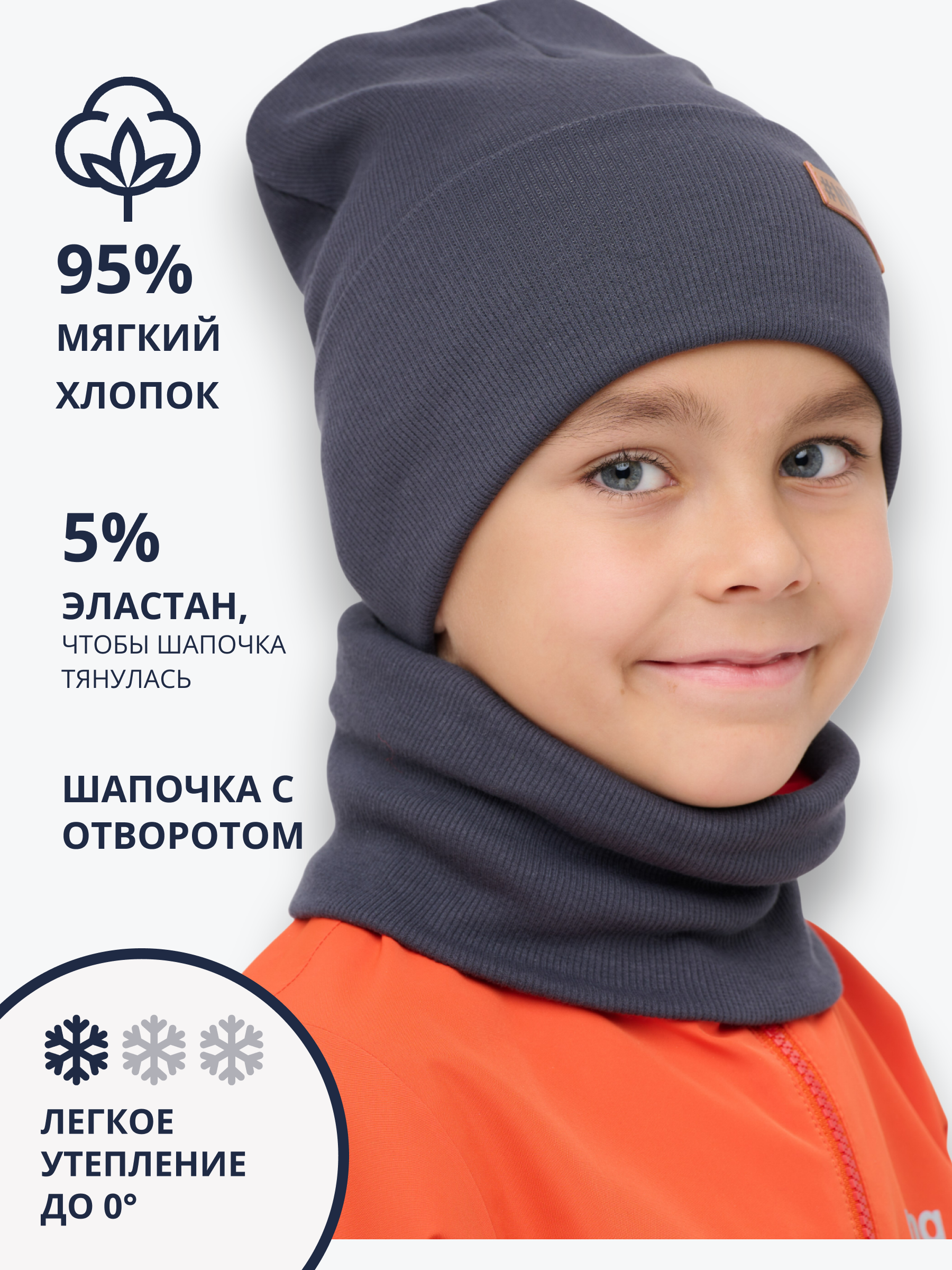 Шапка и снуд NYCkids NYC-H-40-KashOtvB-graphite - фото 5