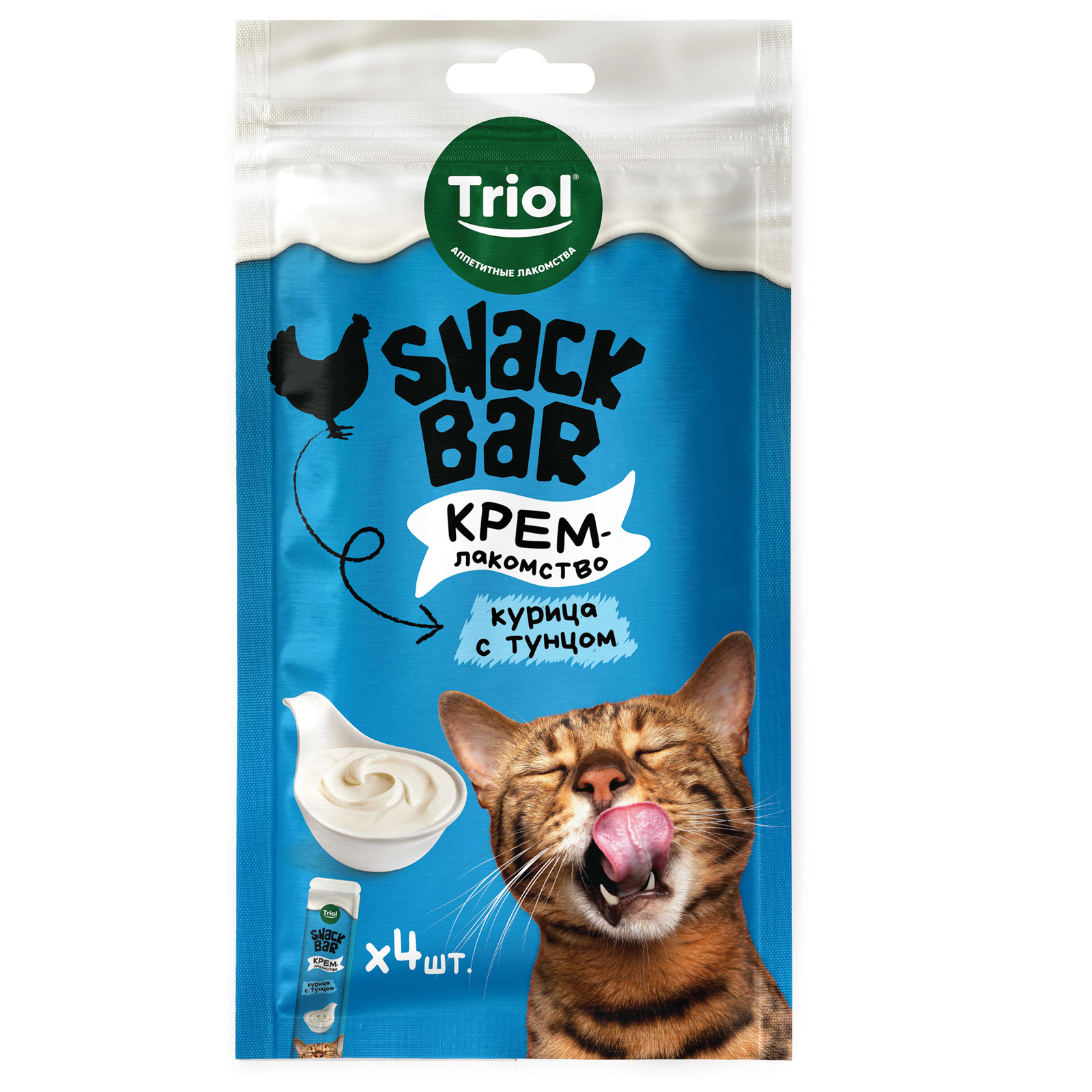Лакомство для кошек Triol Snack Bar 40г крем из курицы с тунцом - фото 1