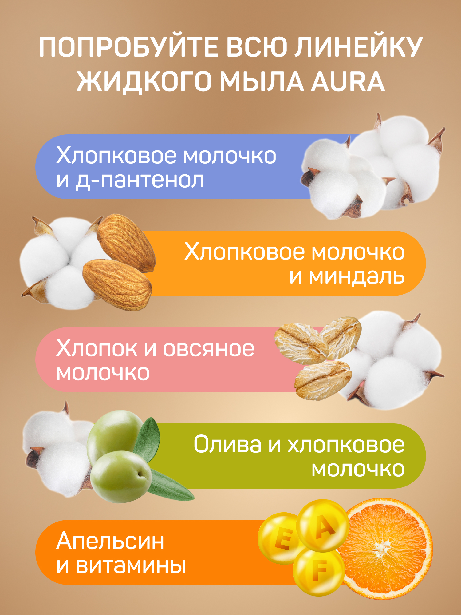 Мыло жидкое AURA Миндаль и хлопковое молочко 5000 мл - фото 7