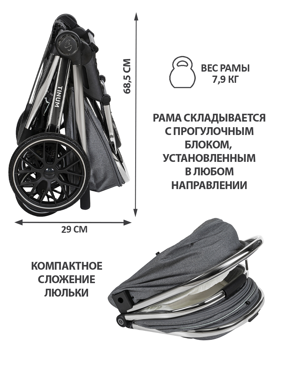 Коляска 3в1 Sevillababy Tinum серый - фото 10