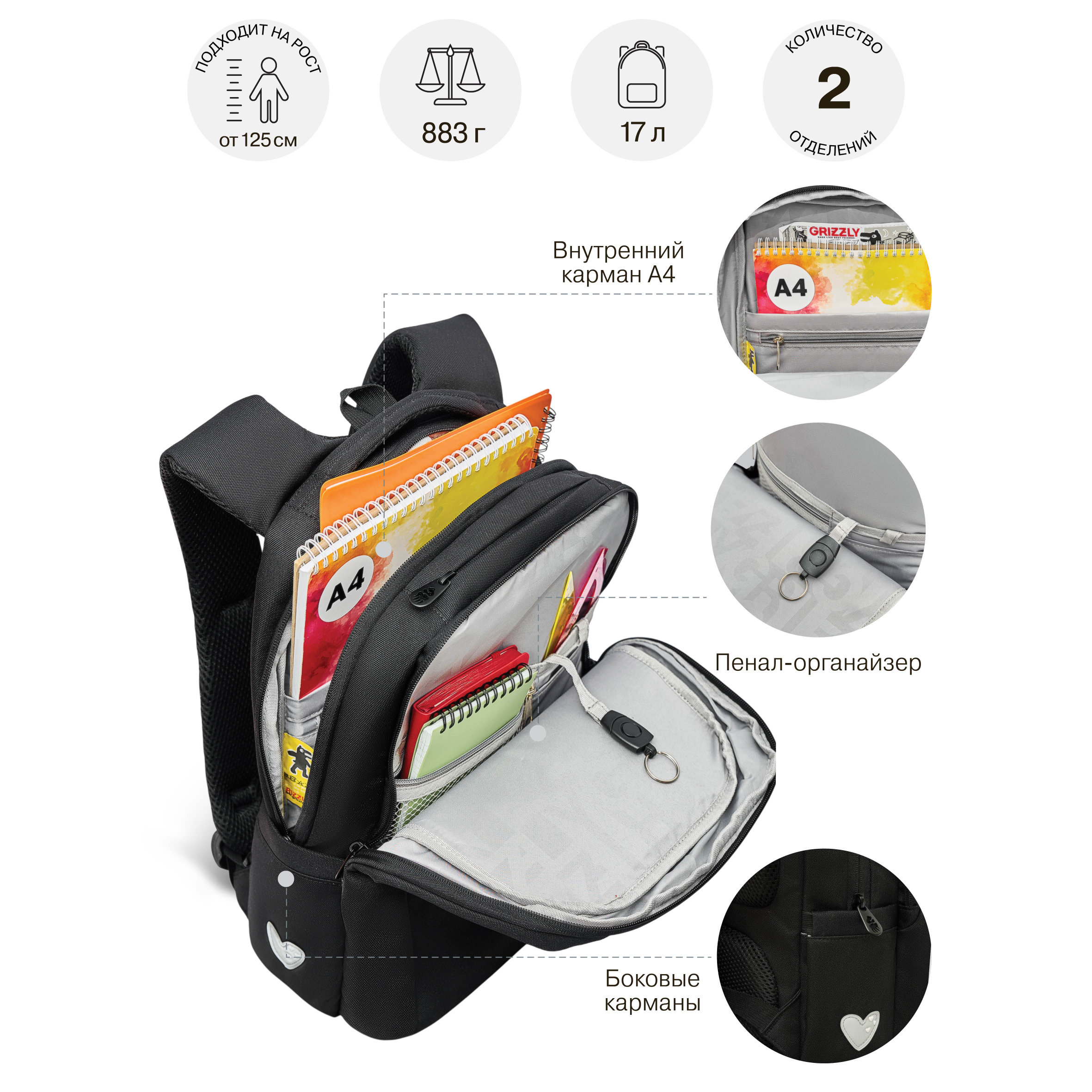 Рюкзак Grizzly для девочки - фото 7