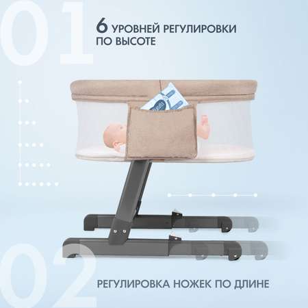 Колыбель Nuovita Accanto Bonta приставная Хаки Лен