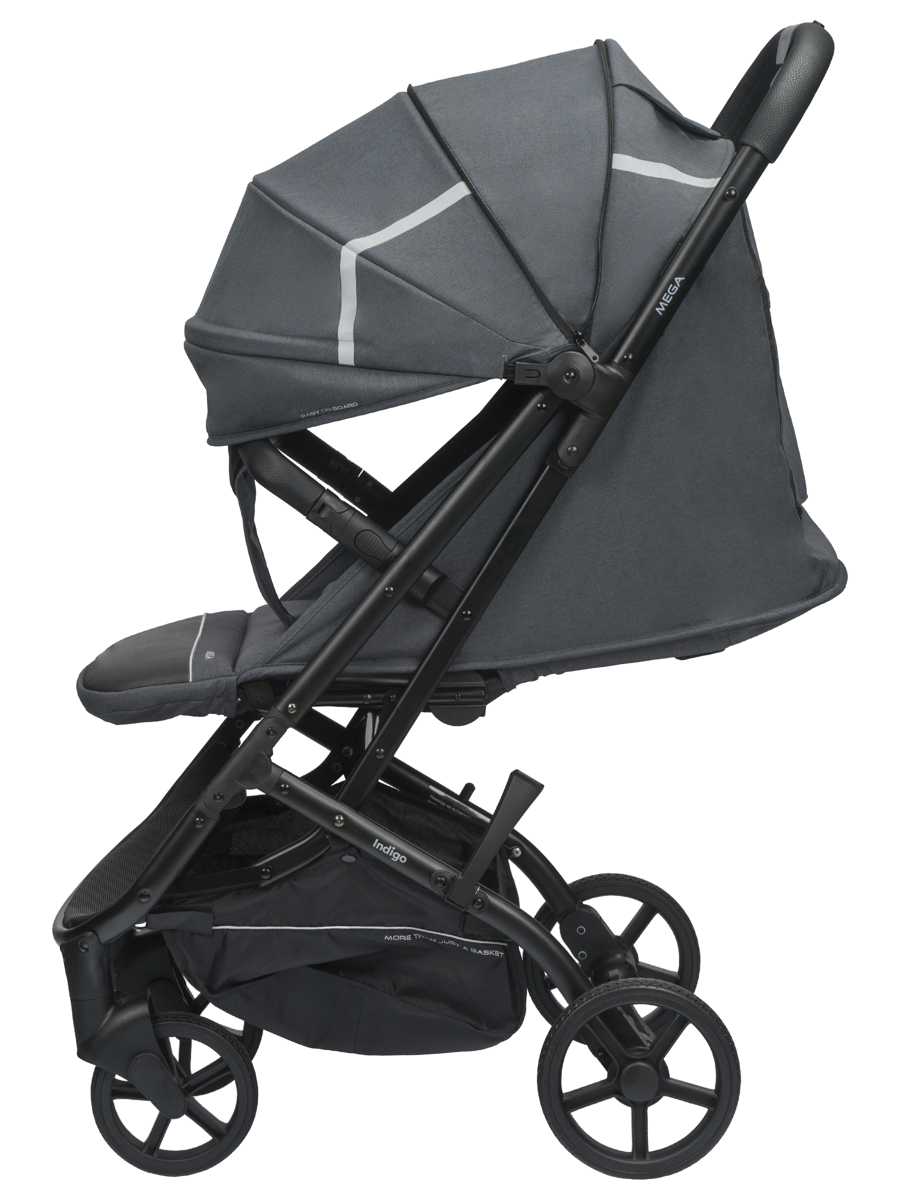 Коляска прогулочная Indigo Mega темно-серый - фото 17