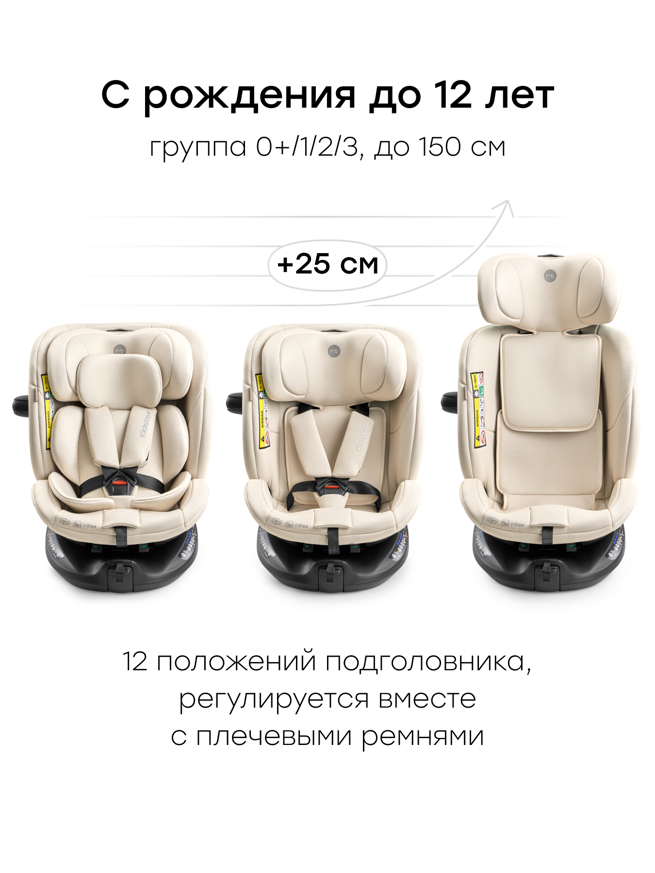 Автокресло Happy Baby Kidster Isofix 0+/1/2/3 (0-36 кг) бежевый - фото 3