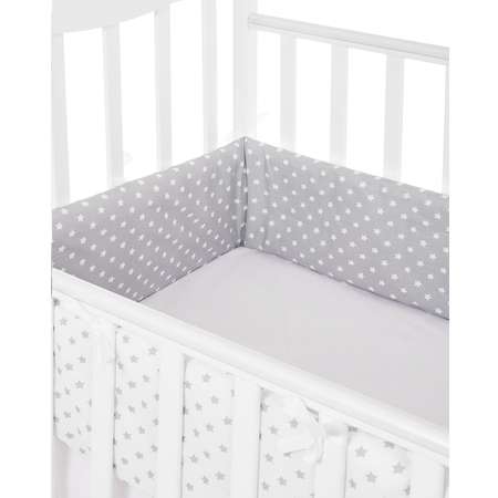 Бортики в кроватку Lemony kids Starfall 2 части по 180 см серый/белый