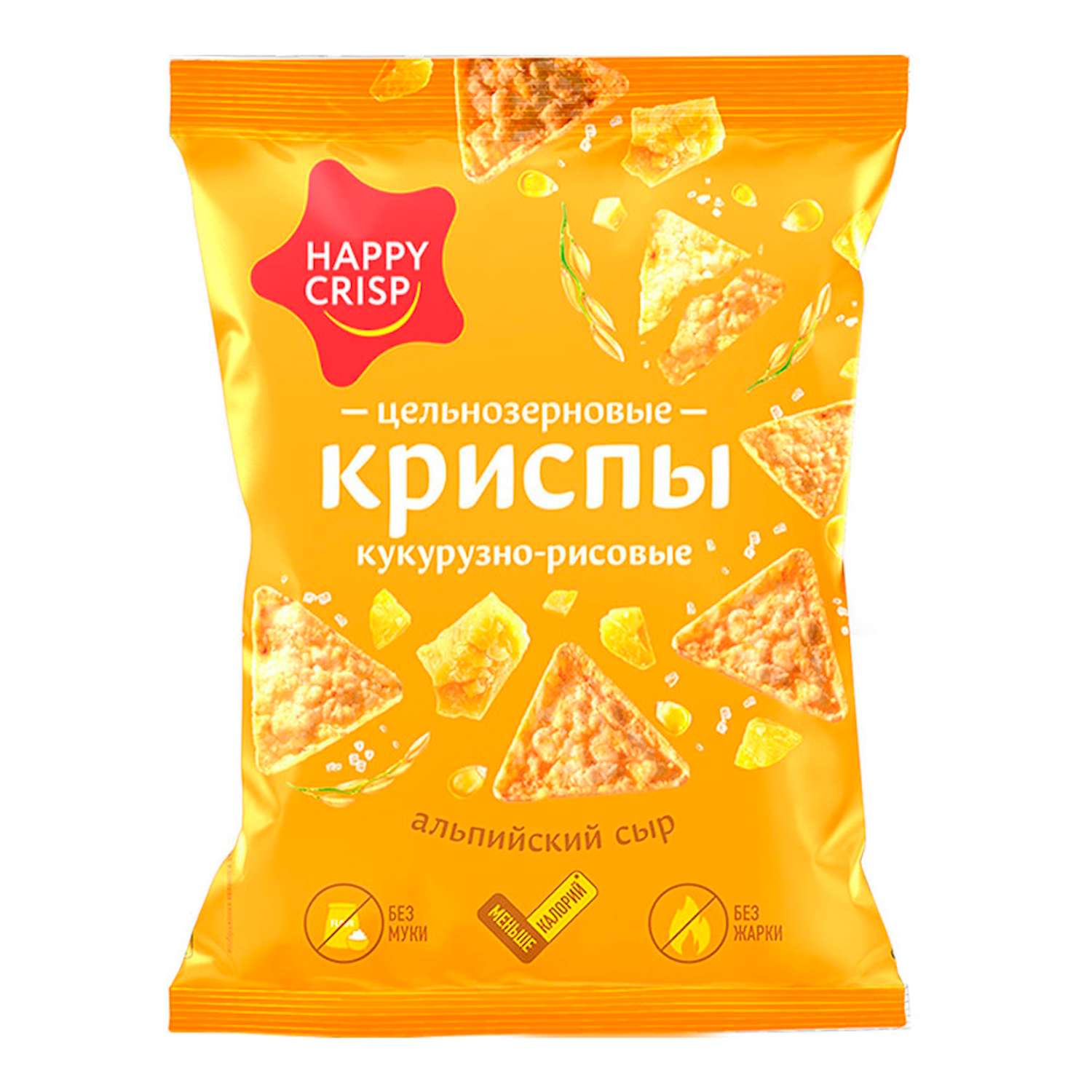 Чипсы кукурузно-рисовые Happy Crisp Альпийский сыр 50г - фото 1