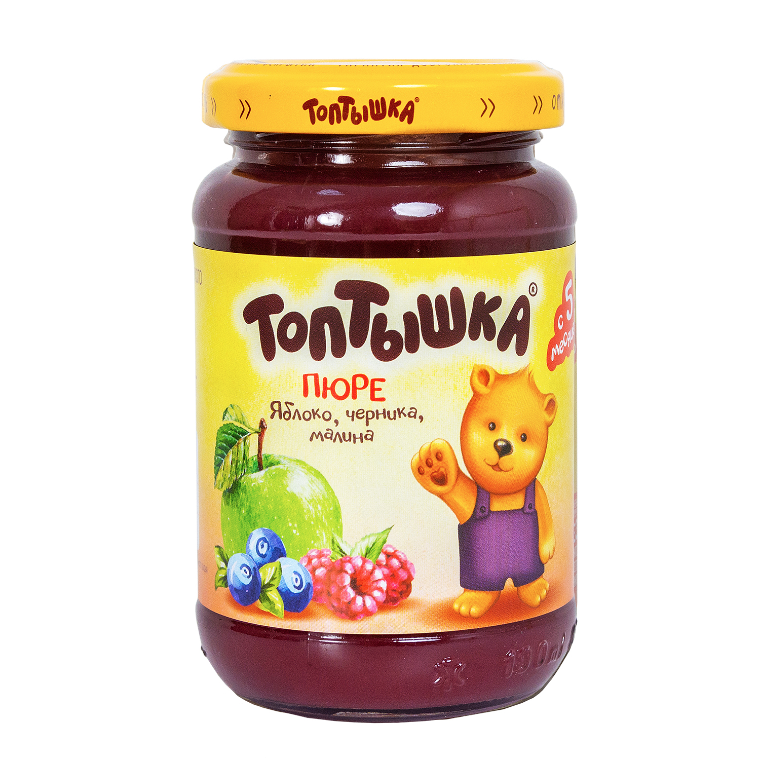 Пюре Топтышка Яблоко-черника-малина с 5 мес 190 г - фото 1