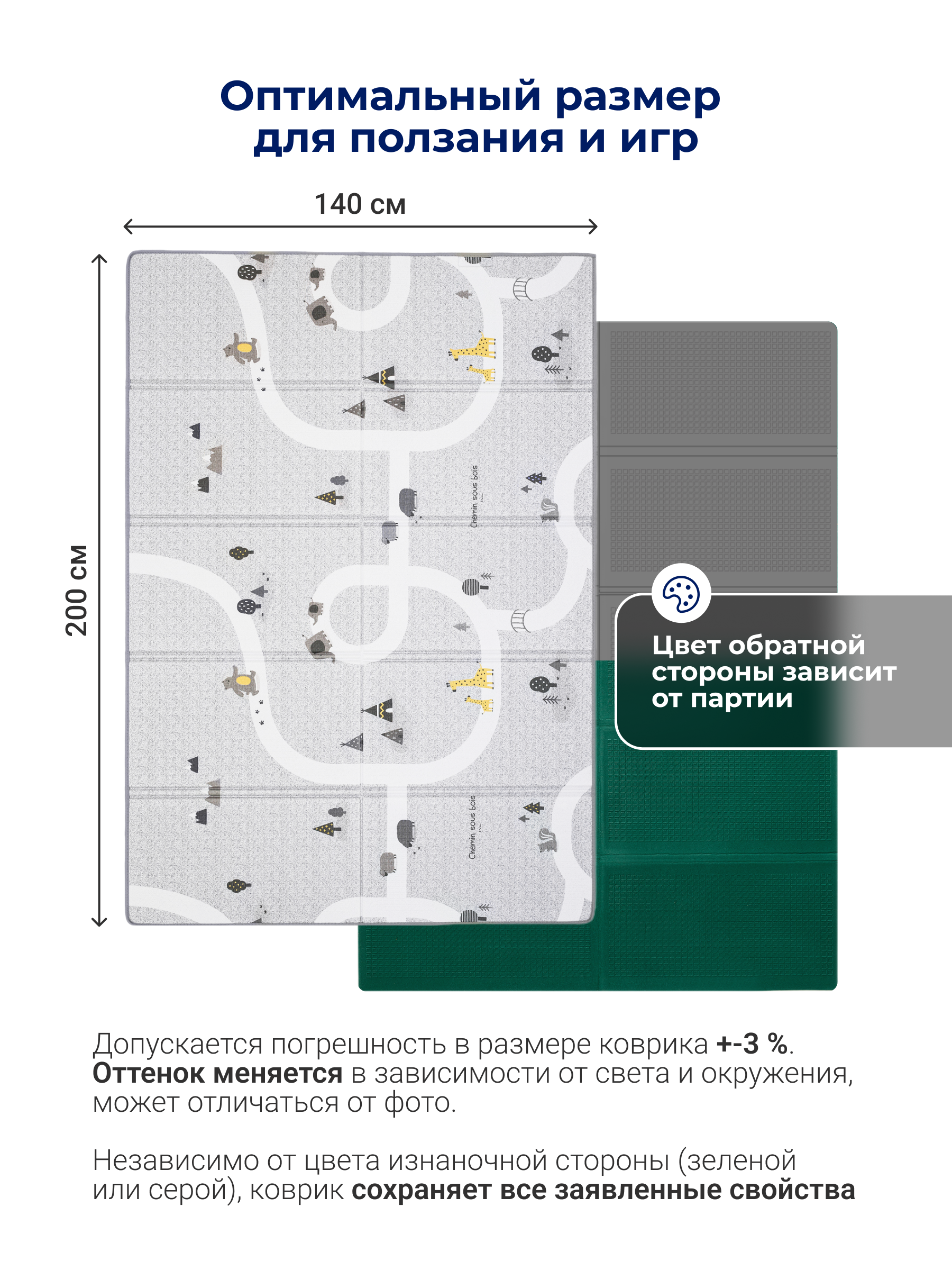 Детский складной коврик Parklon Новые тропинки 140 x 200 см - фото 3