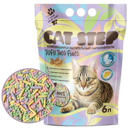 Наполнитель для кошек Cat Step Tofu Tutti Frutti комкующийся растительный 6л