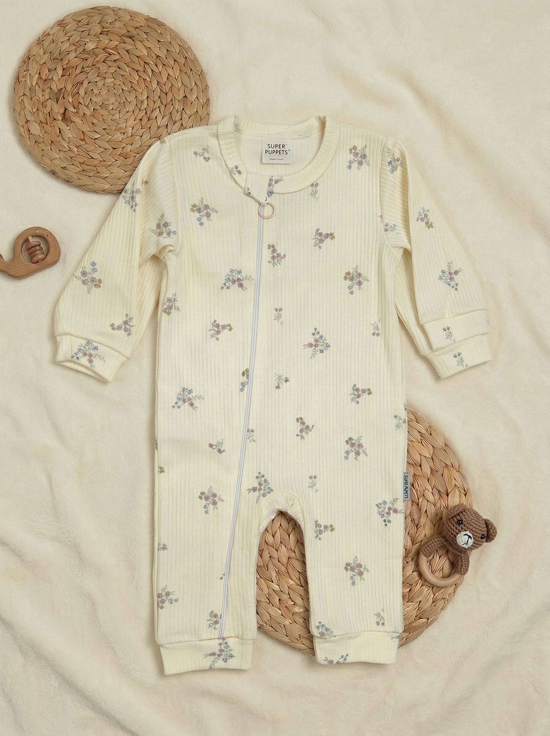 Комбинезон 3 шт Супер Пупс нбр/3пр/кмбнмол/зеленыецветочки/розовый - фото 4