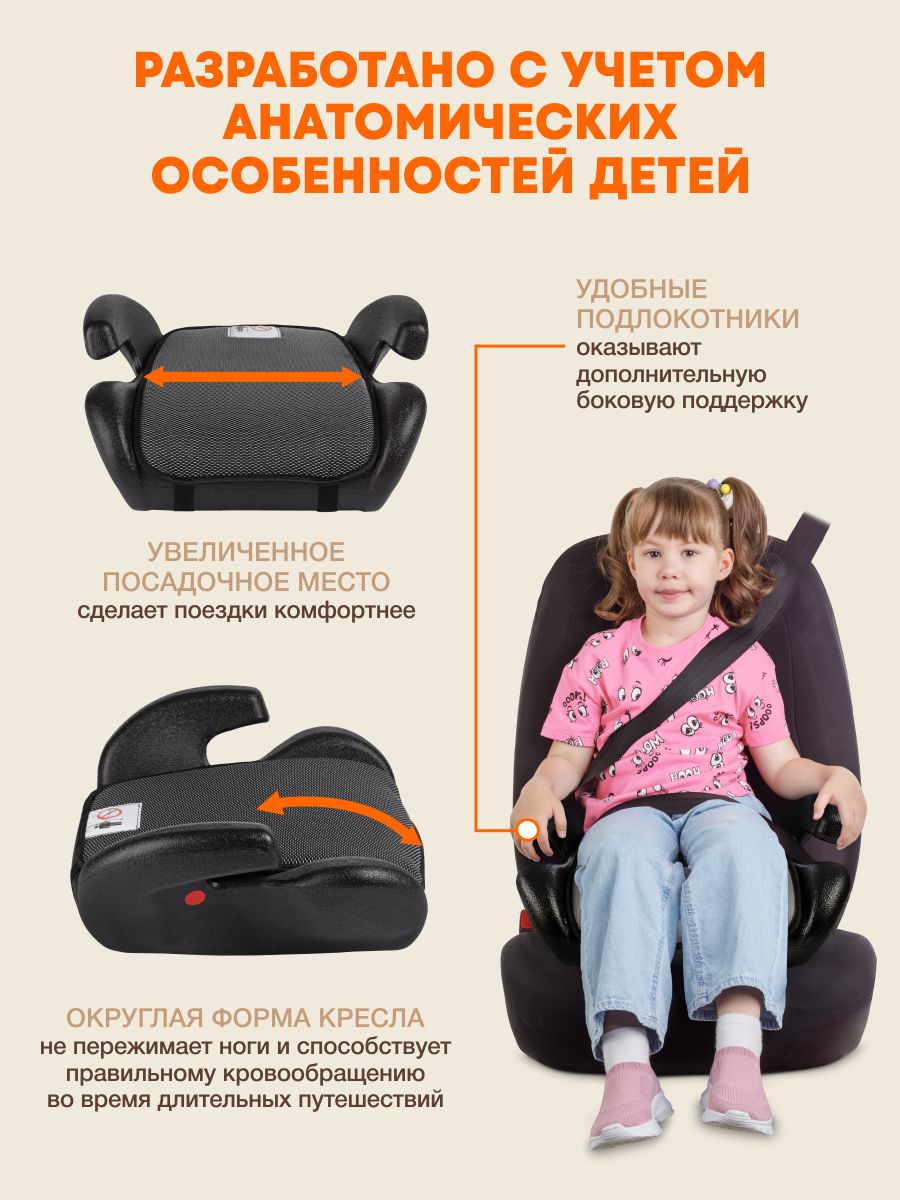 Автокресло ZLATEK Gals 3 (22-36 кг) черный - фото 3