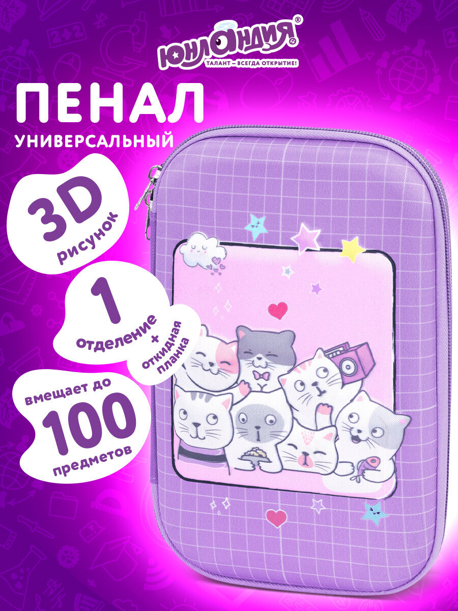 Пенал Юнландия кошачье селфи - фото 1