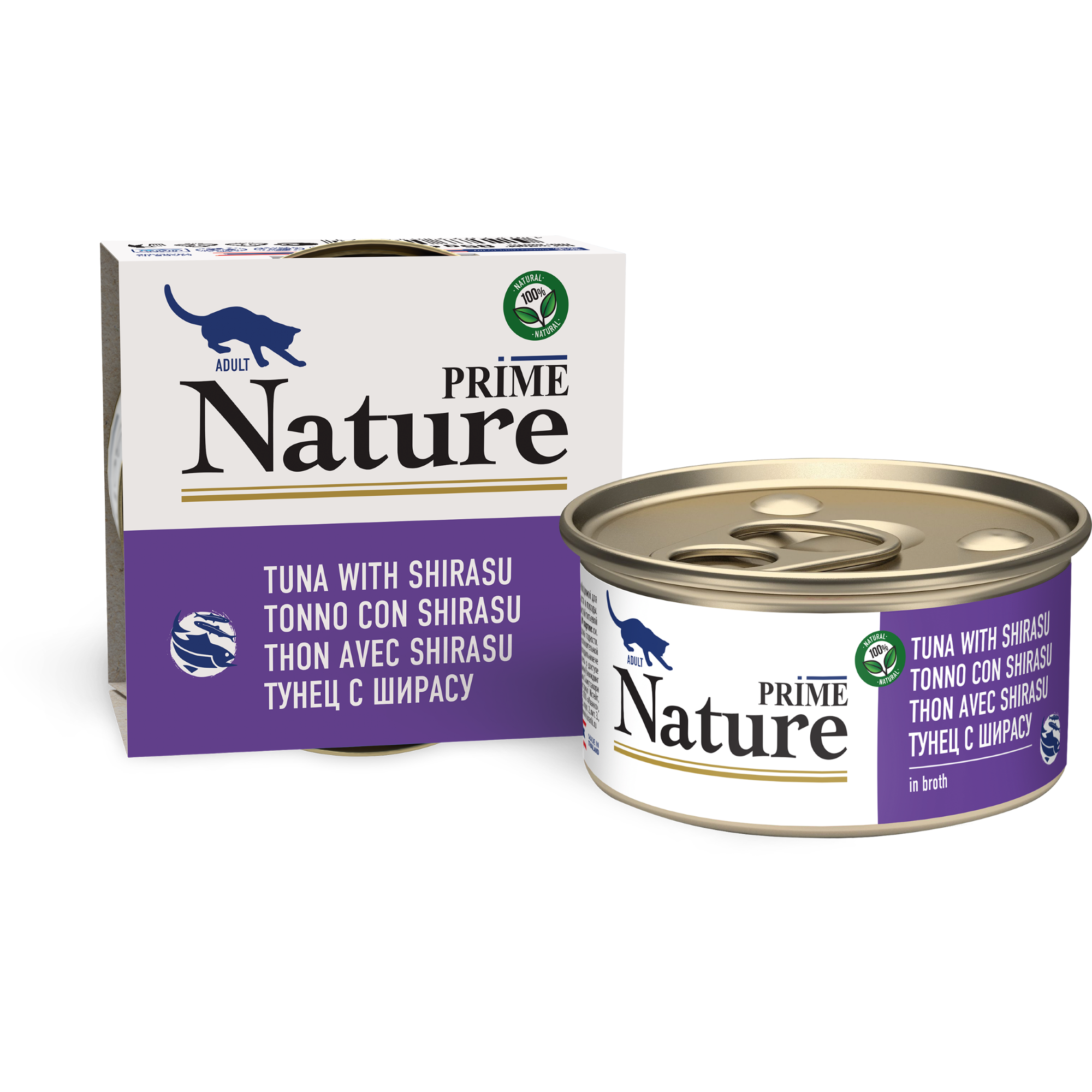 Корм для кошек Prime Nature 85г тунец с ширасу в бульоне - фото 1
