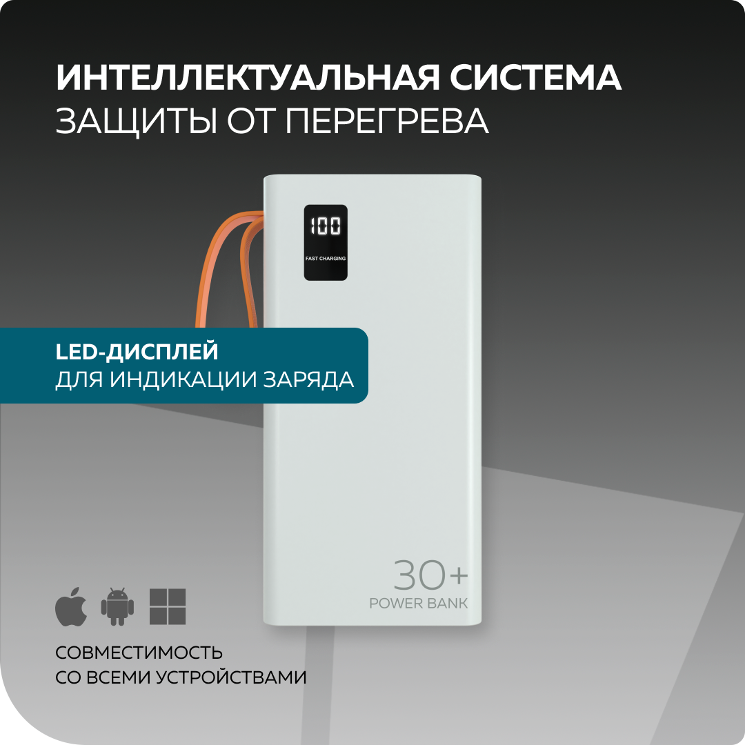 Внешний аккумулятор More Choice PB22-30 White - фото 3