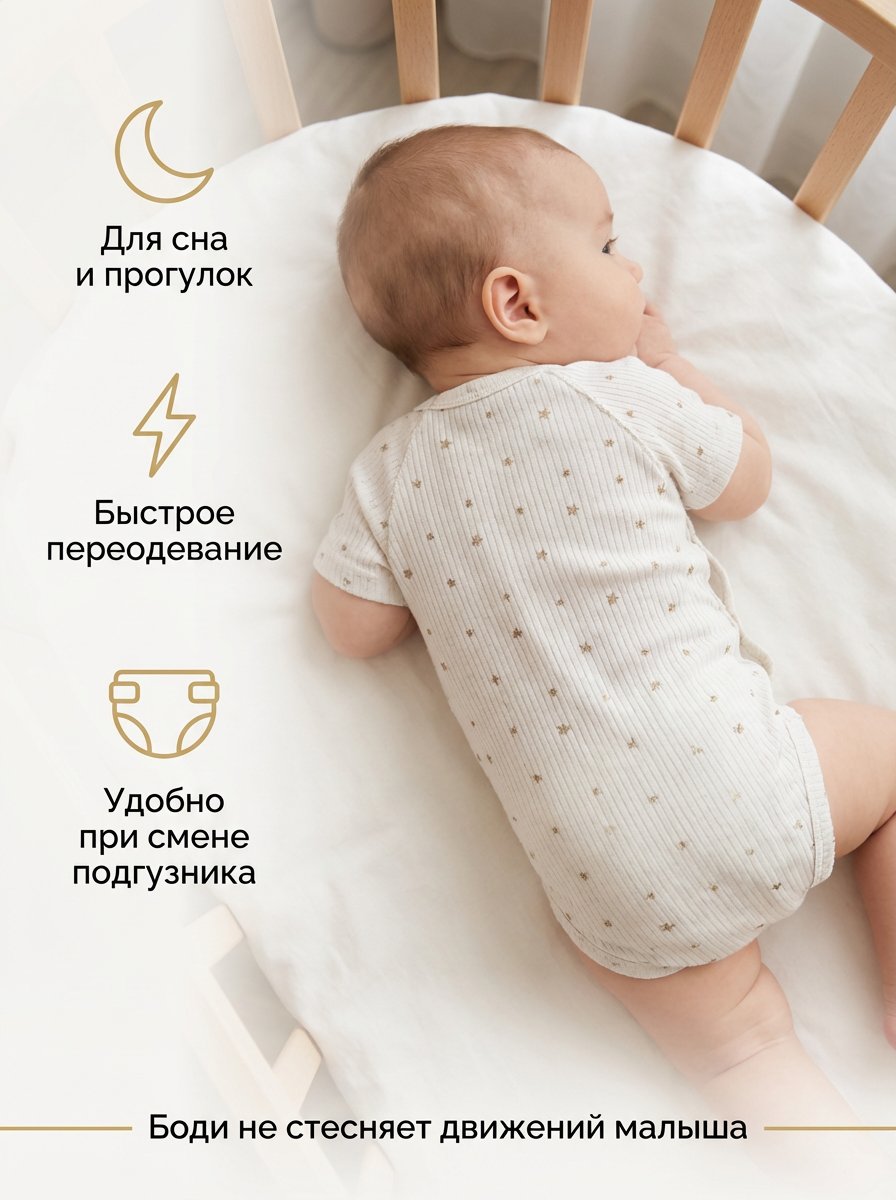 Боди 2 шт Milkymania 120мишкишампаньзвездопадшампань - фото 5
