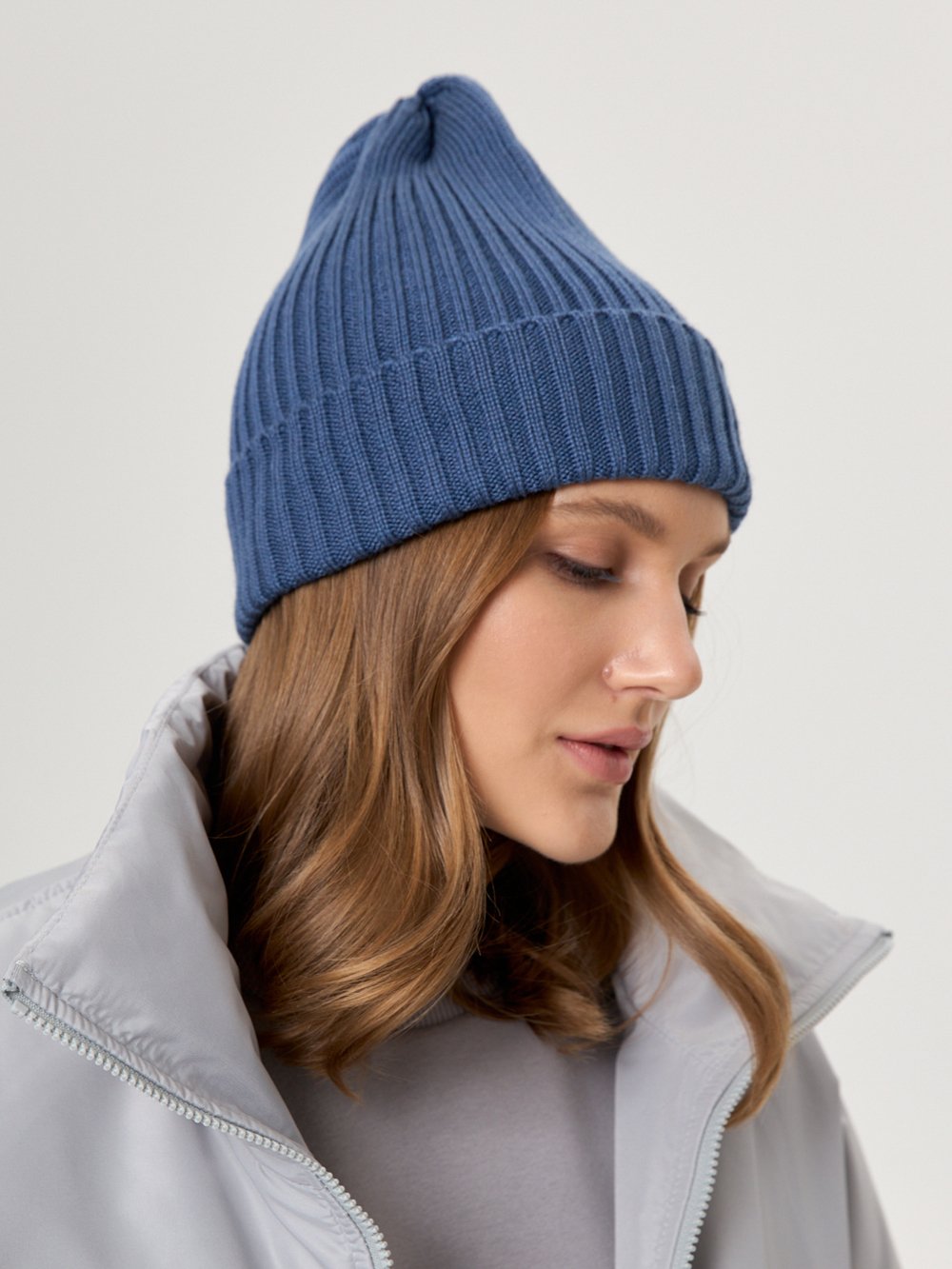 Шапка MINIDINO ВЯЗ-Ш-001/10001Шапка Тыковка синяя дымка - фото 4