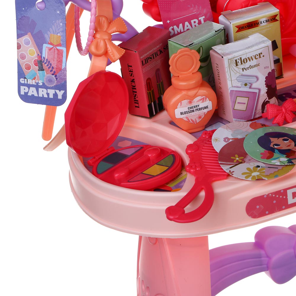 Игрушка Игроленд бижутерия, фен, косметика, маникюрный набор, инструменты, туалетный столик - фото 3