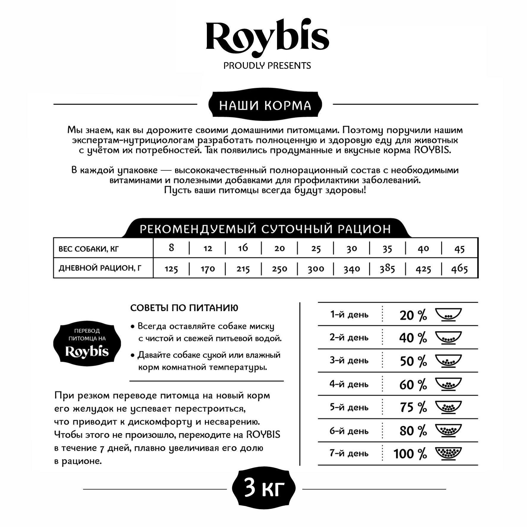 Корм для собак Roybis 3кг с тунцом сухой полнорационный для средних и крупных пород - фото 3