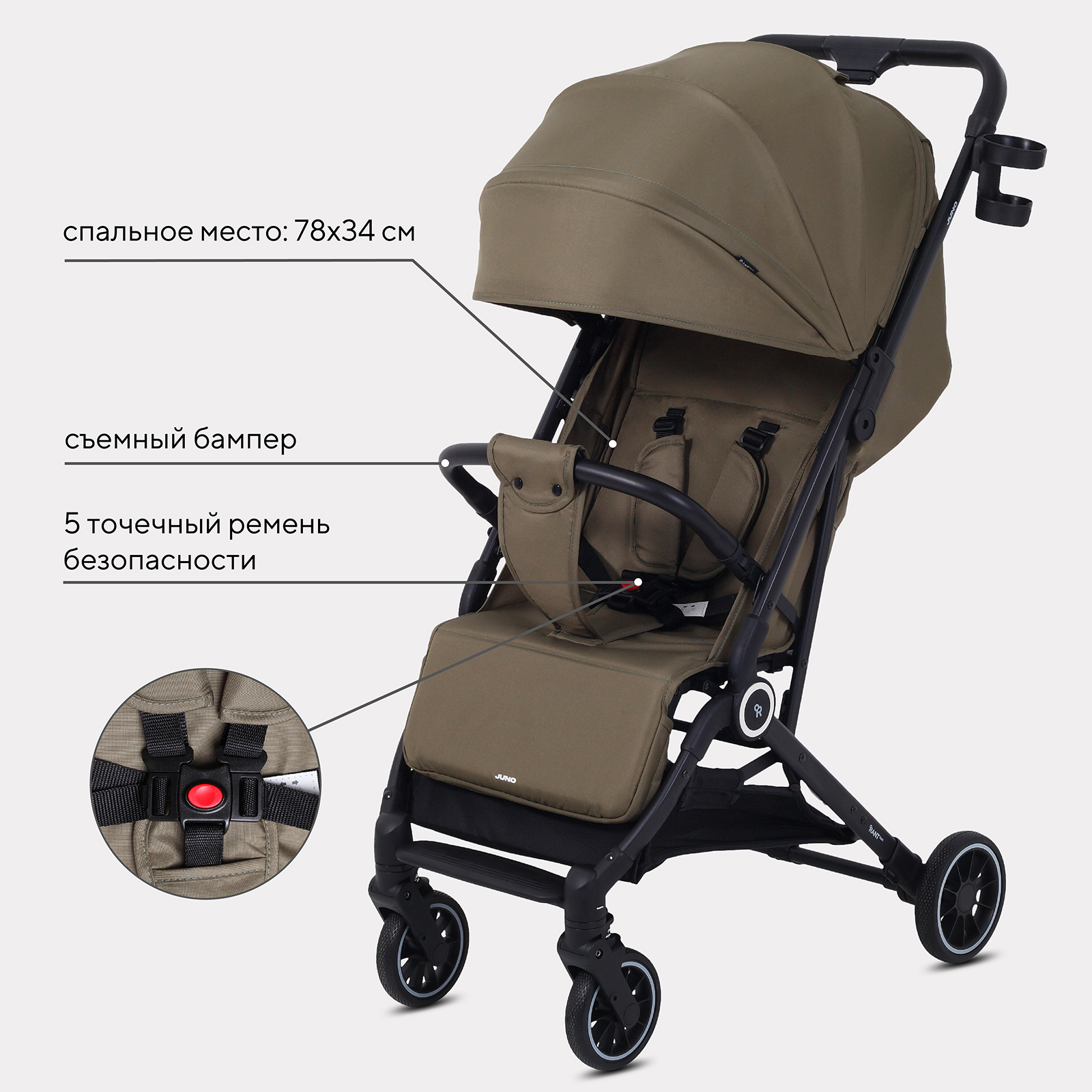 Коляска прогулочная Rant Basic Juno, olive хаки - фото 3