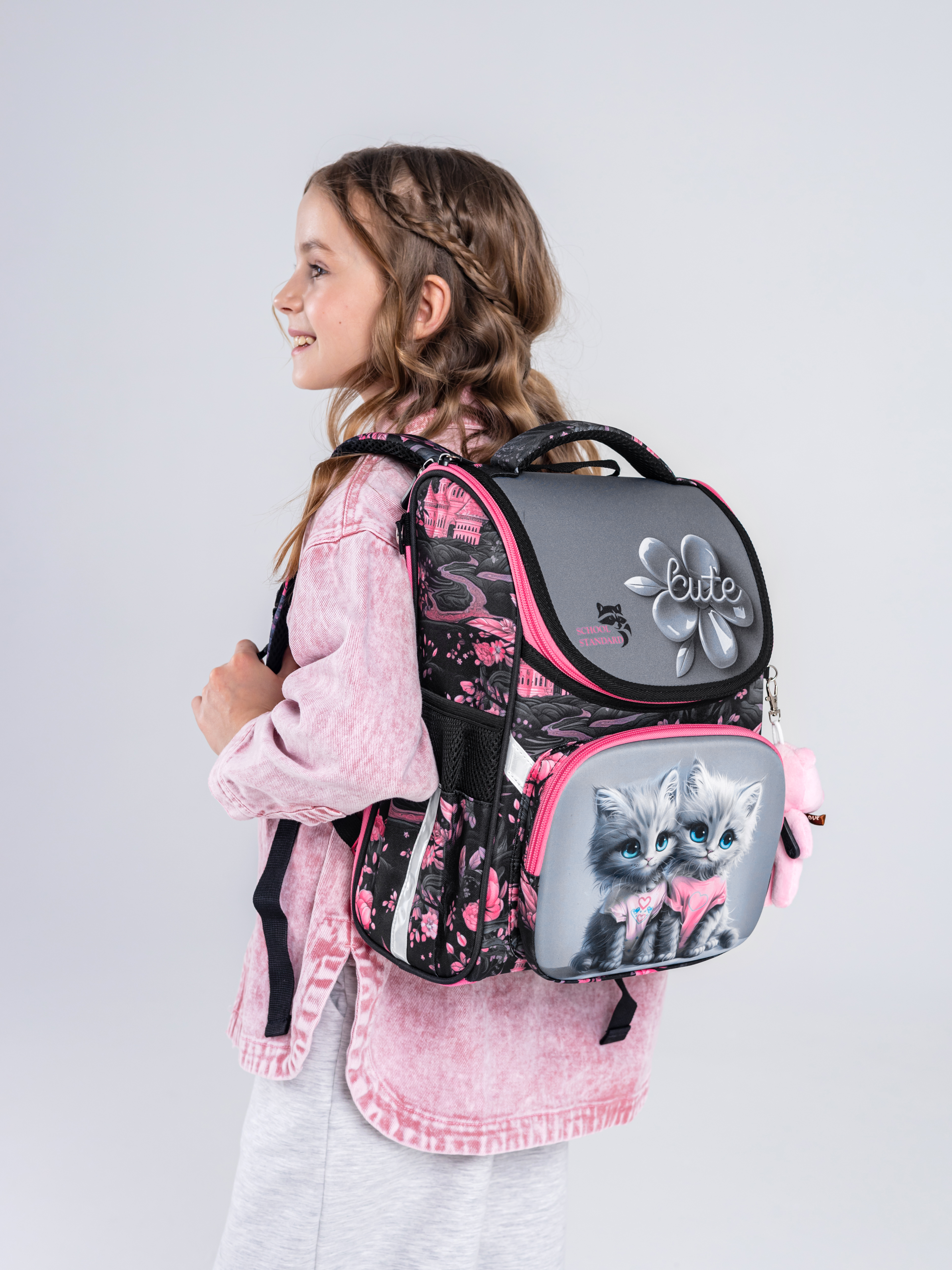 Ранец School Standard начальной школы 4 в 1 + мишка - фото 4