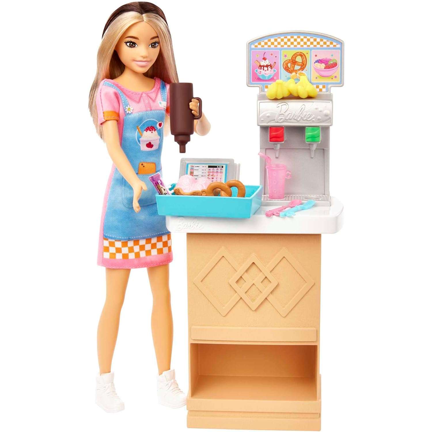 Кукла модельная Barbie Моя первая работа закусочная HKD79 - фото 1