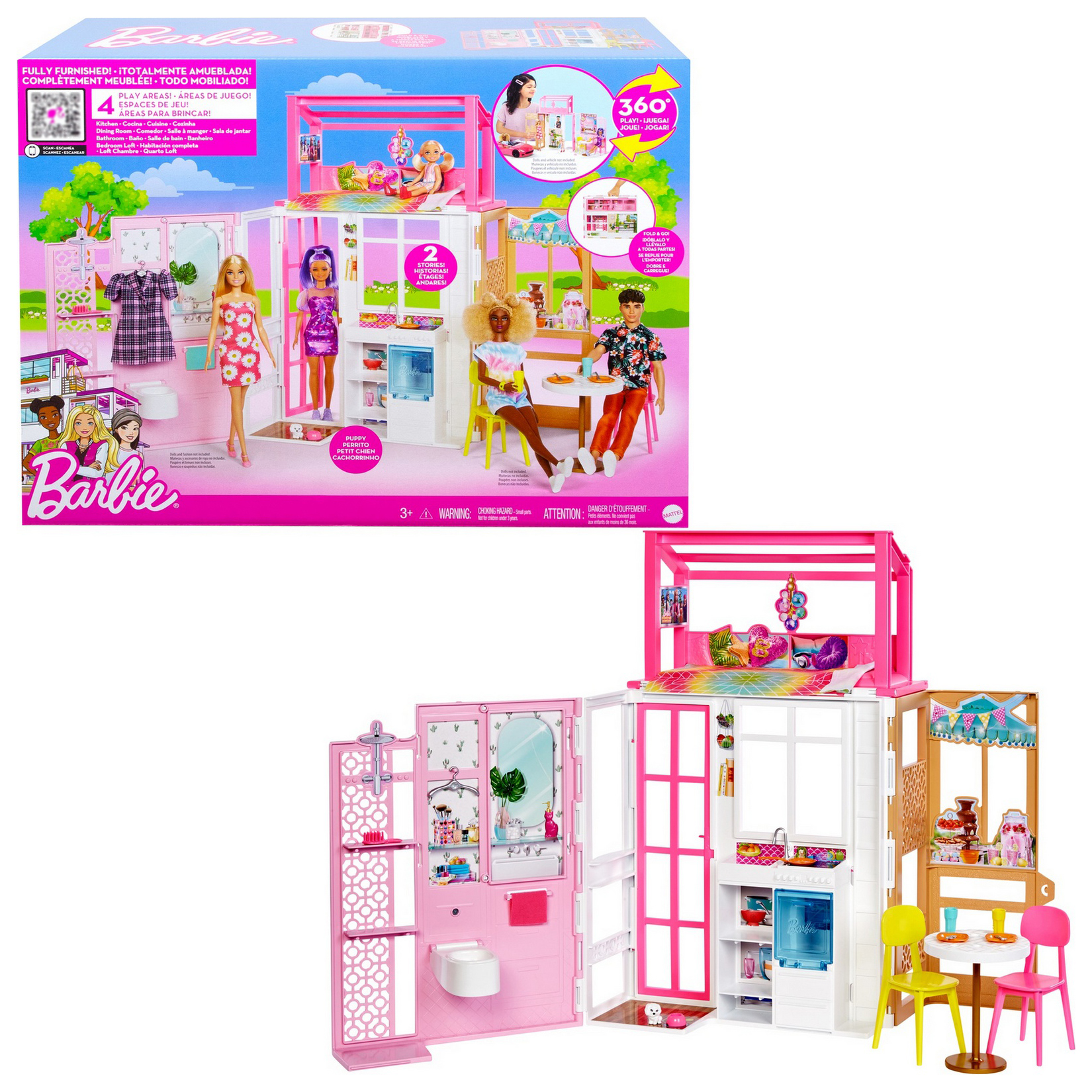 Домик для кукол Barbie 32 см с мебелью HCD47 - фото 10