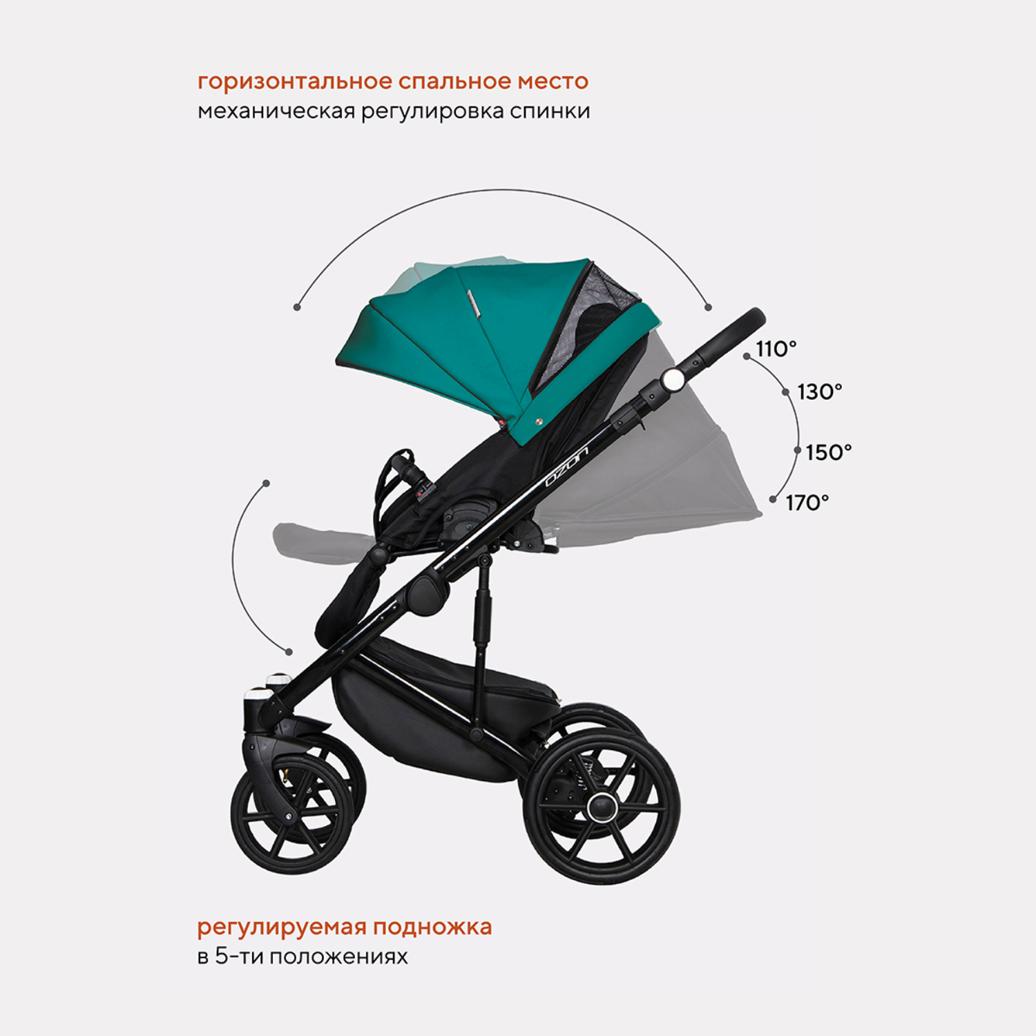 Коляска 2в1 Riko Basic Ozon зеленый - фото 4