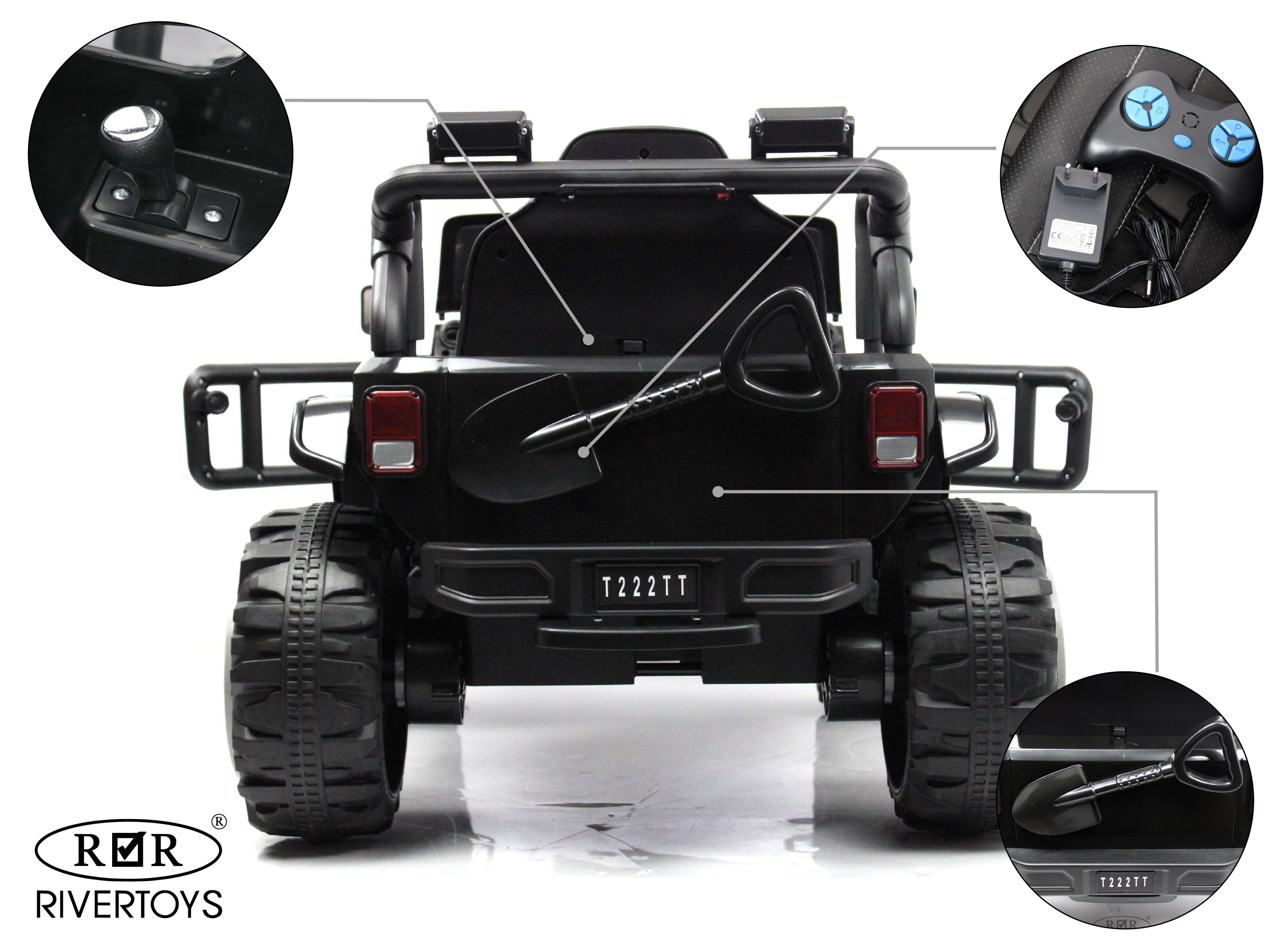Электромобиль RIVERTOYS T222TT-4WD-BLACK С пультом ДУ - фото 4