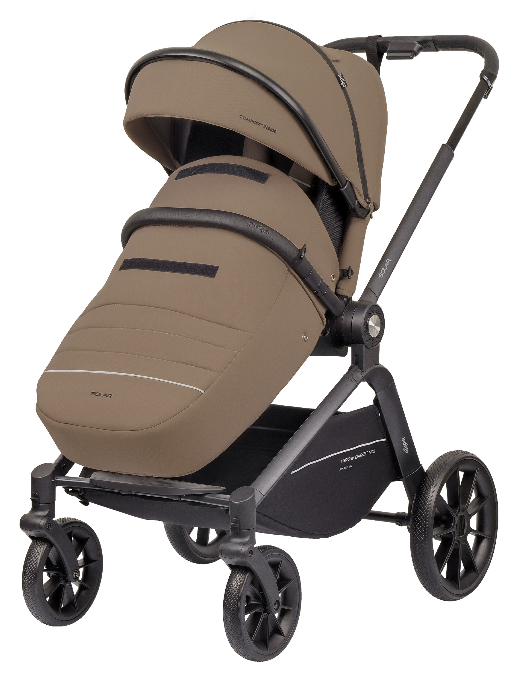 Коляска 2в1 Indigo Solar темно-бежевый - фото 10