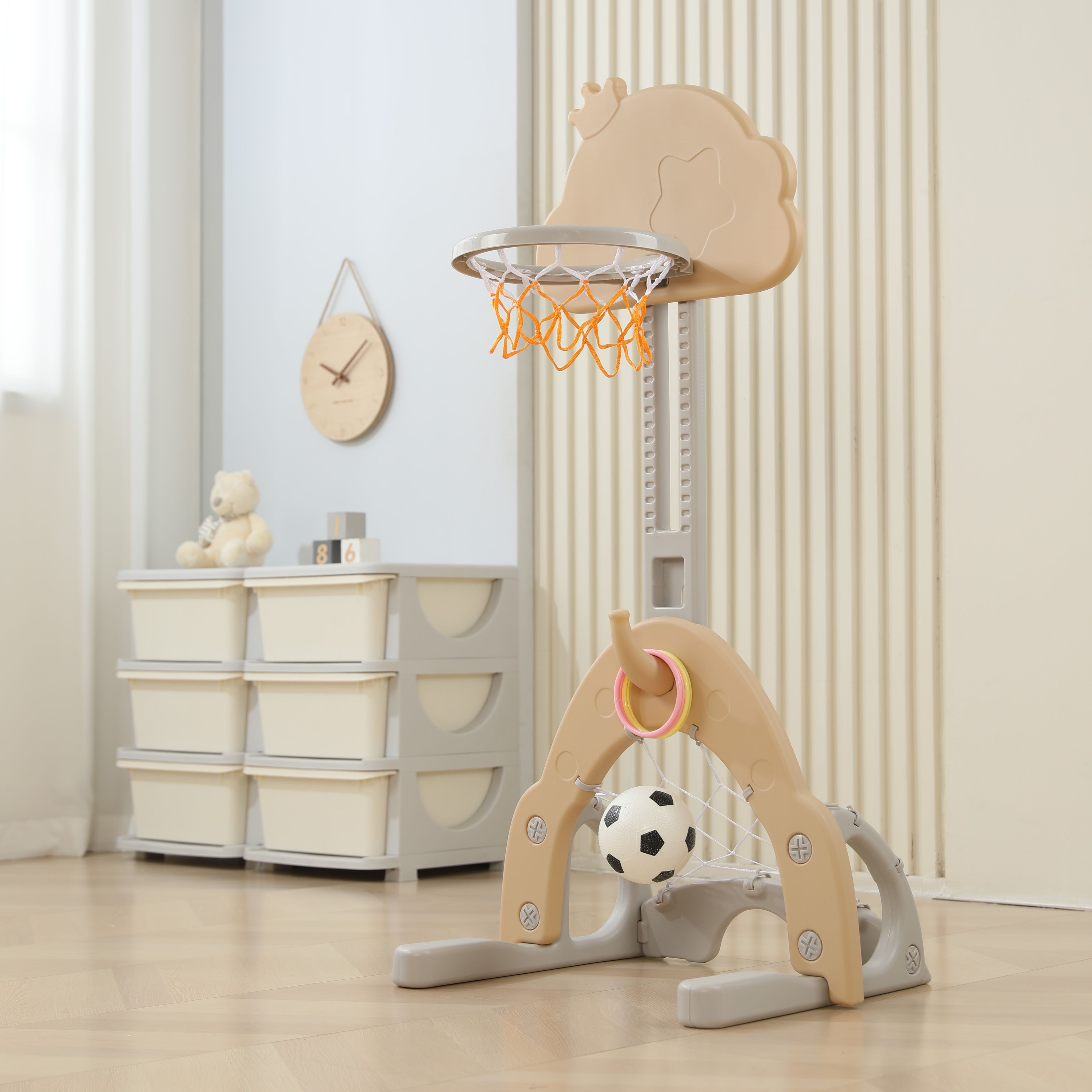 Баскетбольная стойка детская UNIX Kids Star сamel 2в1 для дома и улицы хоккейные футбольные ворота - фото 10