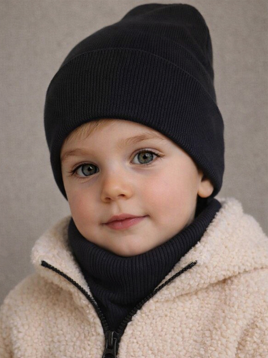 Шапка и снуд ПриКиндер U-Sp24554 Цвет: Черный - фото 1