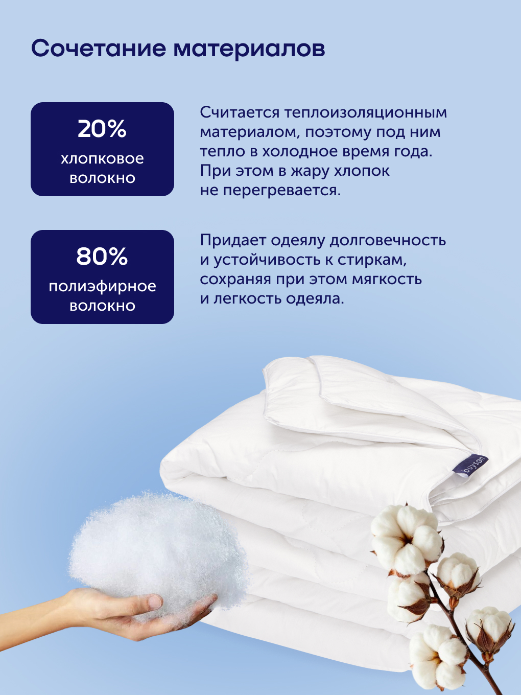 Одеяло buyson BuyNature 172 x 205 см хлопок - фото 5