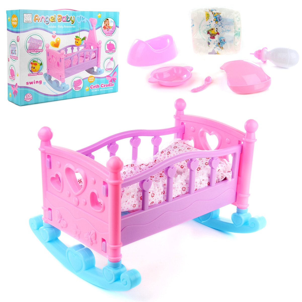 Аксессуар для кукол Veld Co кровать, бутылочка, посуда, подгузник 103586 - фото 1