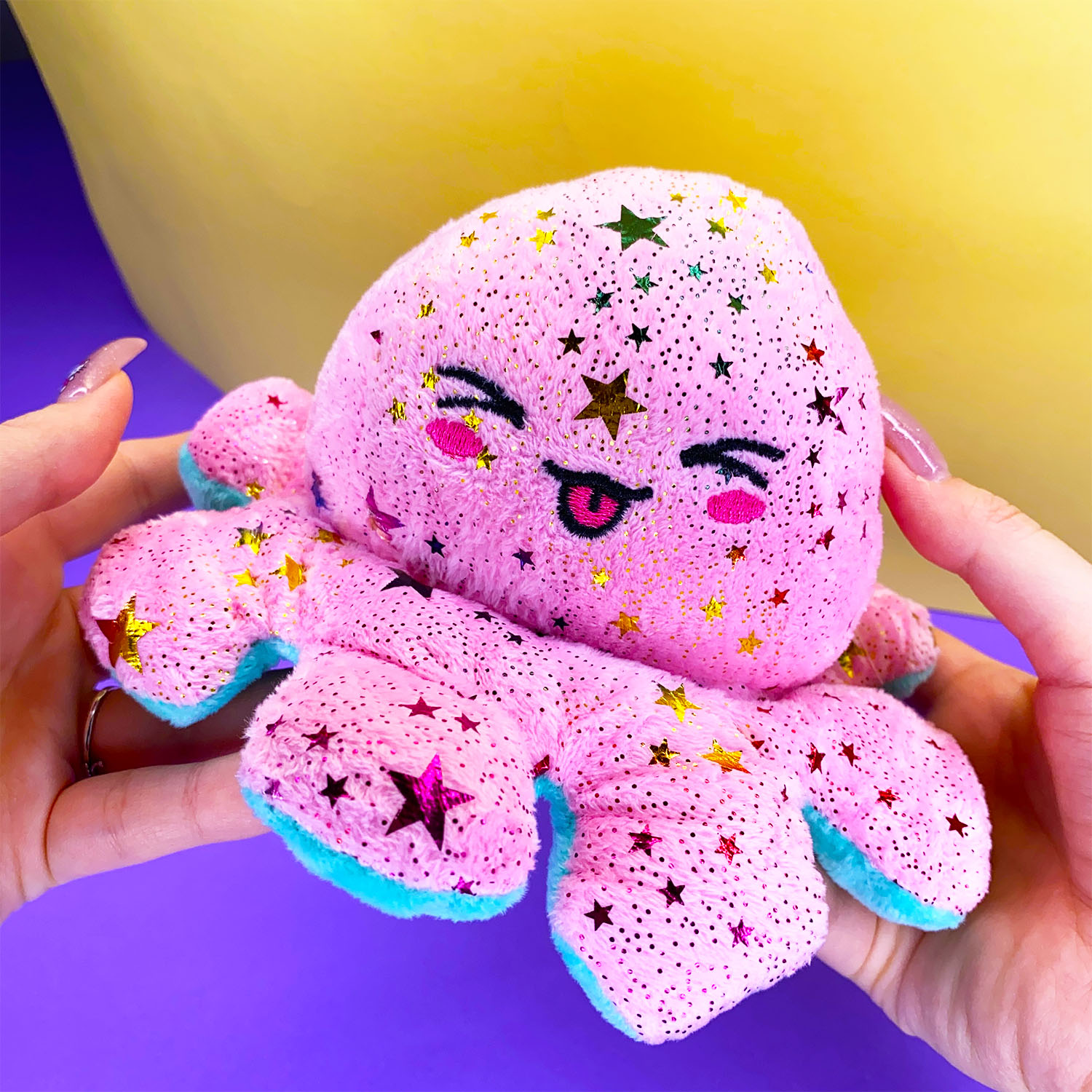 Мягкая игрушка MINI-TOYS вывернушка Осьминог двусторонний. Зелёный-розовый - фото 2