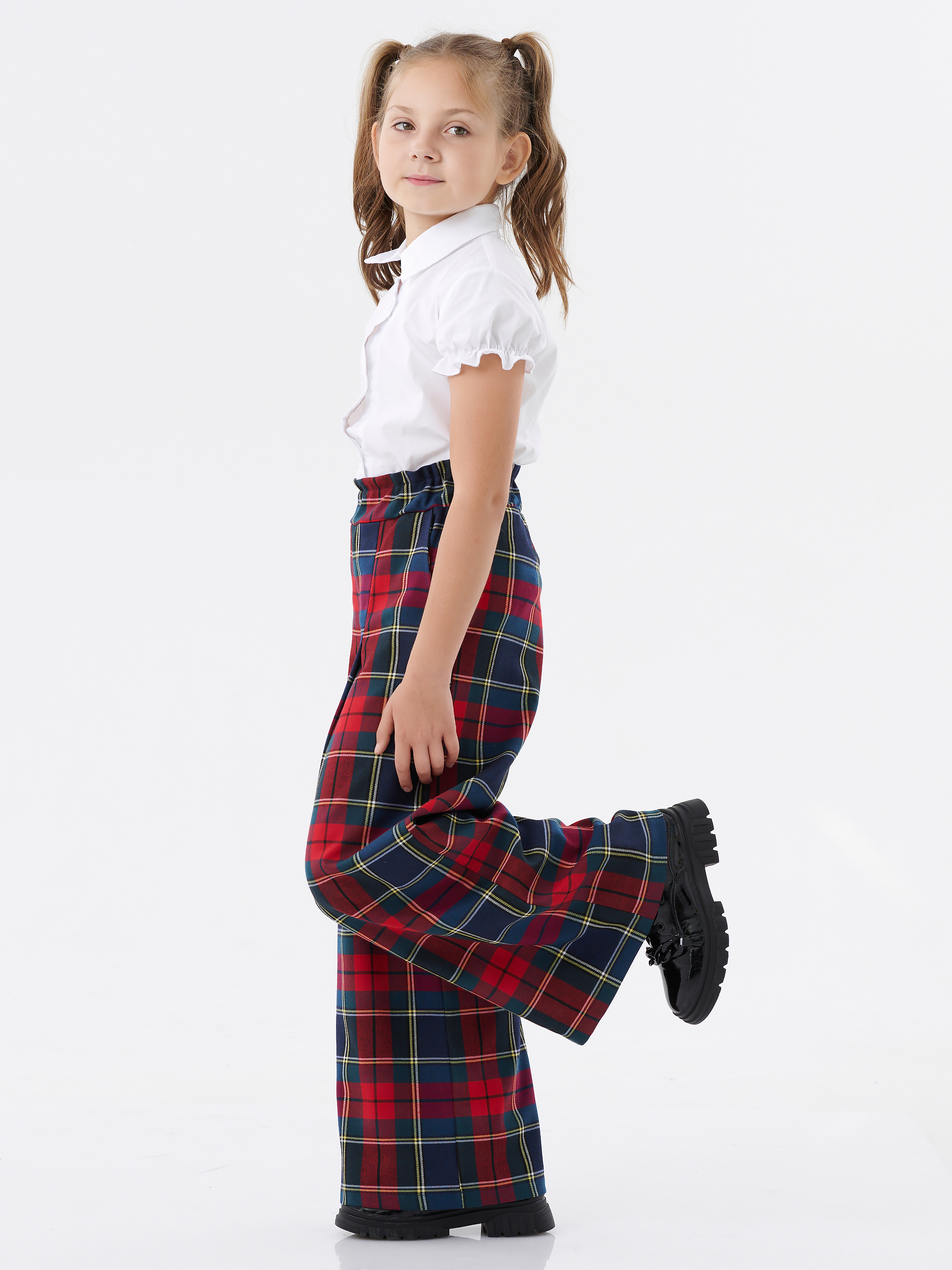 Брюки КрутышОк Т-051 зеленый, красный клетка - фото 1