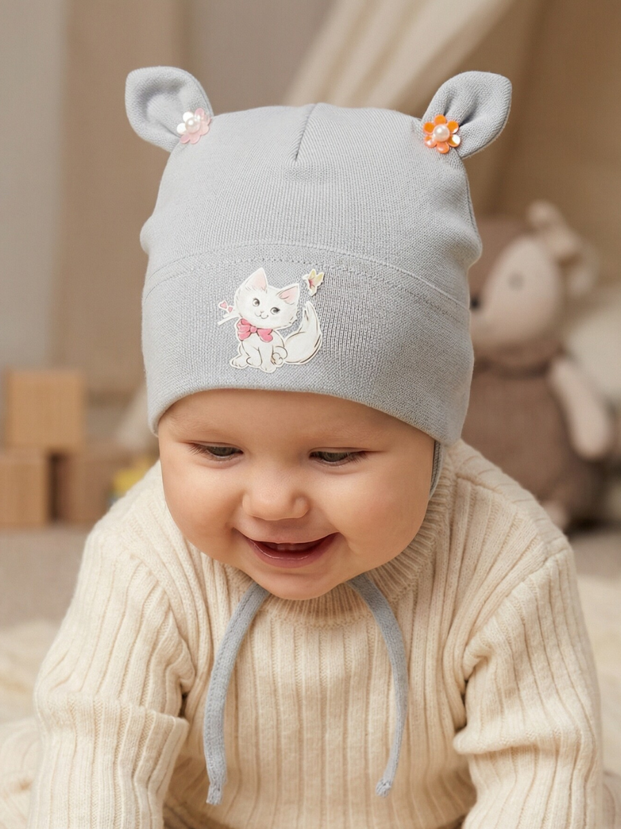 Чепчик SELFIE WORK 220395/светло-серый - фото 1