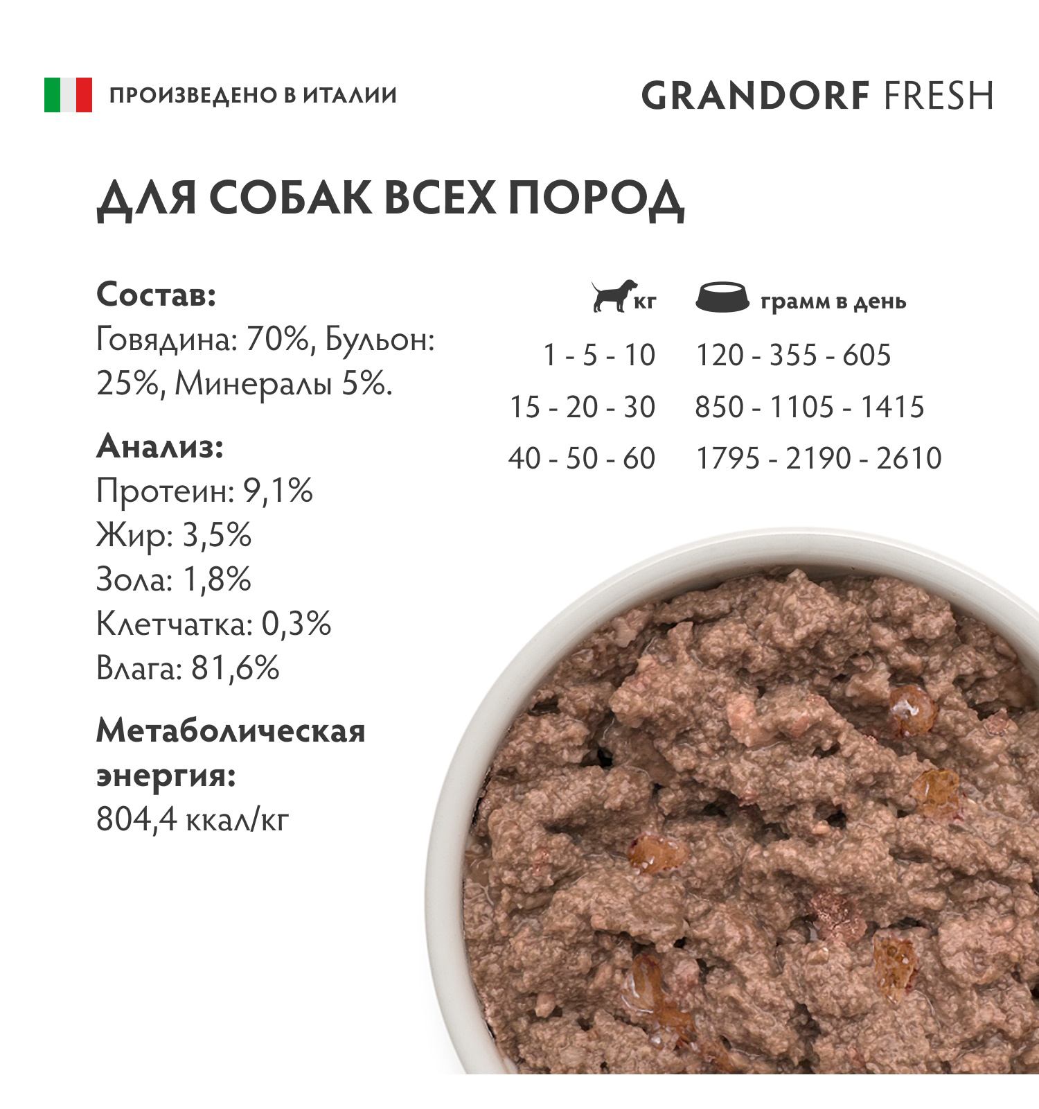 Корм для собак GRANDORF FRESH Паштет из говядины 200г - фото 3
