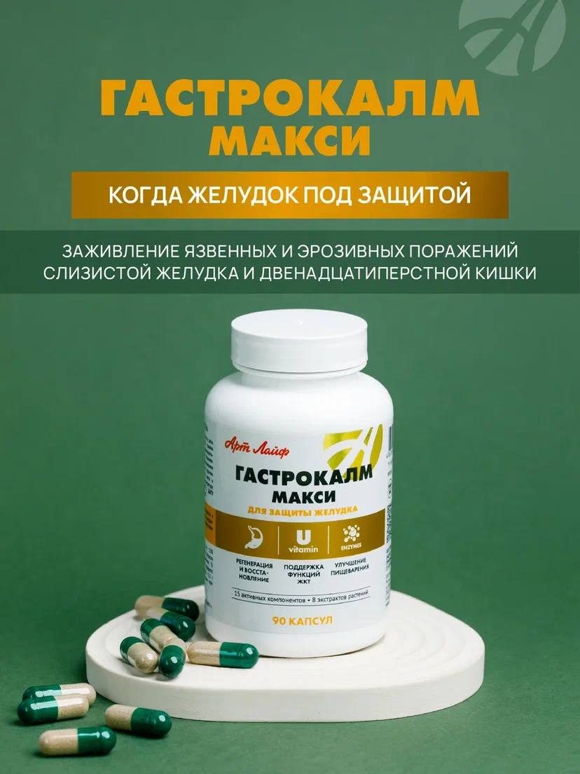 БАД Арт Лайф Гастрокалм Макси Для защиты желудка, 90 капсул - фото 1