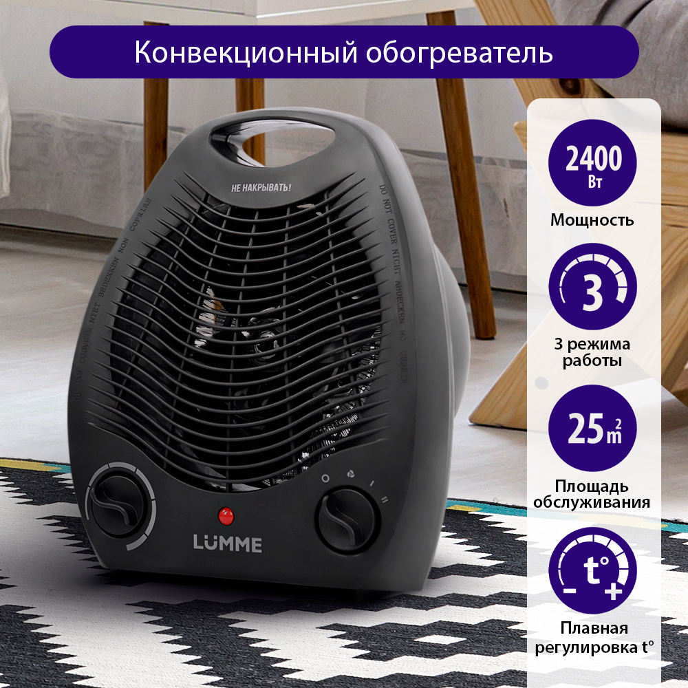 Обогреватель тепловая пушка LUMME LU-FH713A тепловентилятор черный жемчуг - фото 3