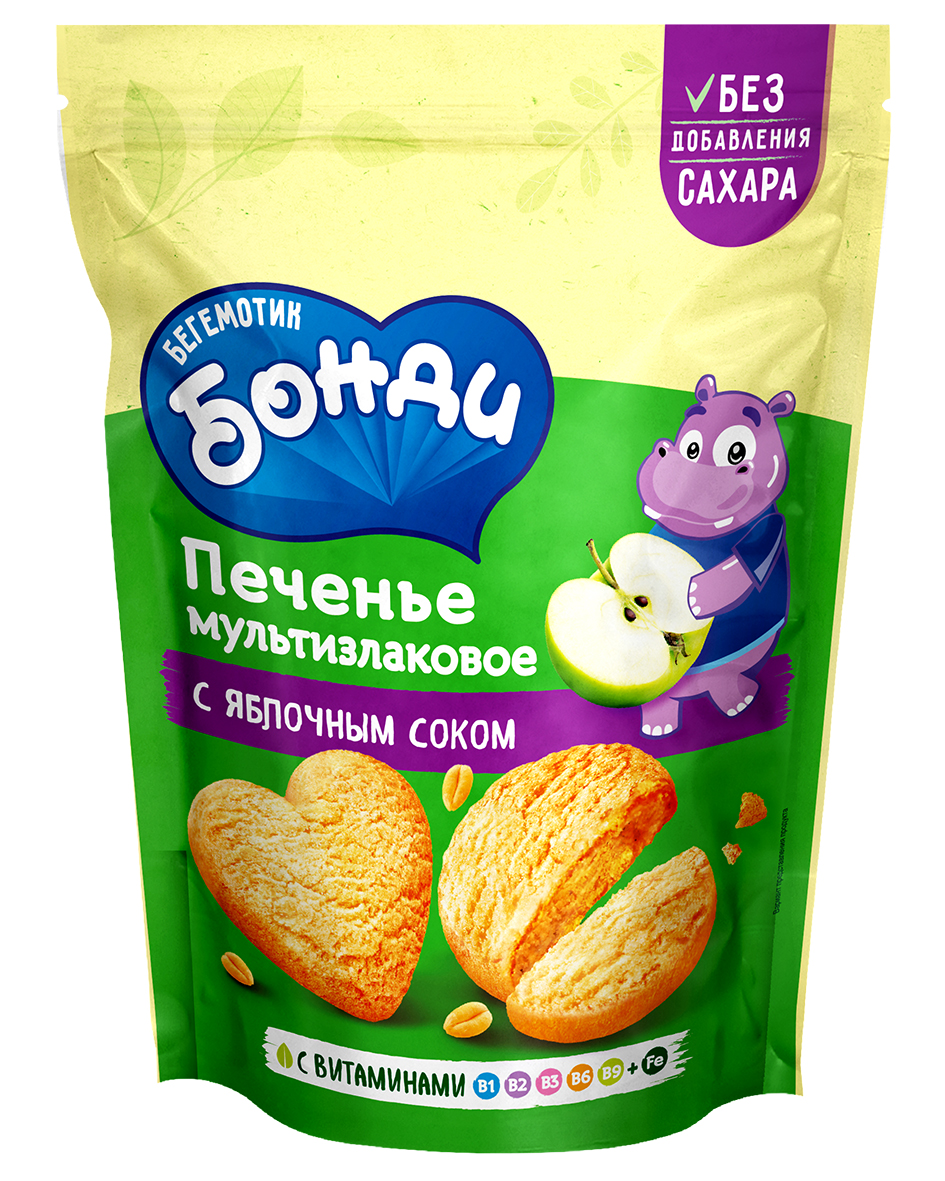 Печенье Бонди Бегемотик с яблочным соком 155г - фото 1