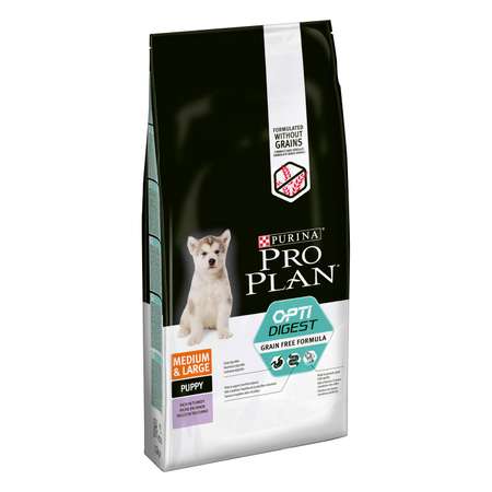 Корм для щенков PRO PLAN Grain Free Formula средних и крупных пород чувствительное пищеварение индейка 12кг