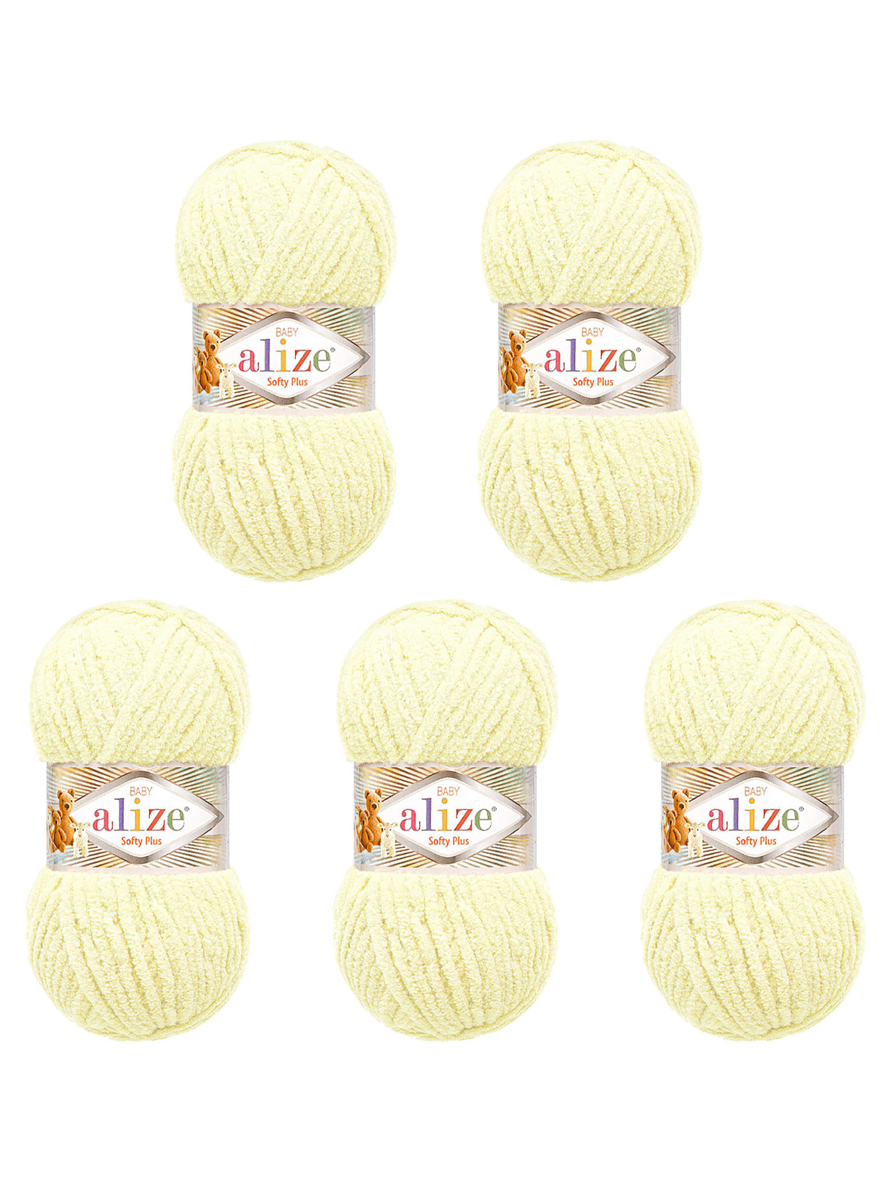 Пряжа для вязания Alize softy plus 100 г 120 м микрополиэстер мягкая плюшевая 62 светло-молочный 5 мотков - фото 6