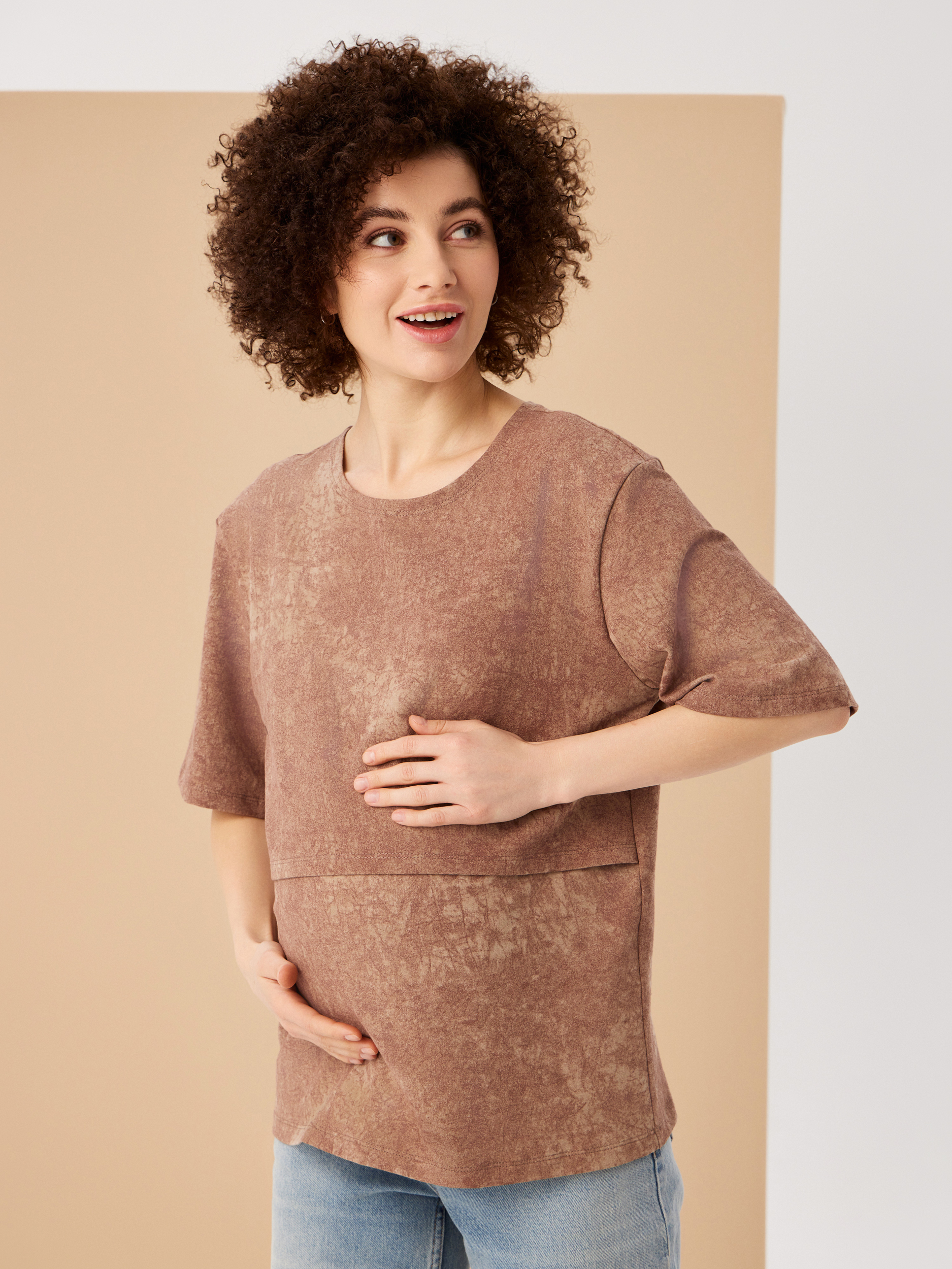 Футболка для кормящих Proud Mom ФВАР-0300-бежевый - фото 7