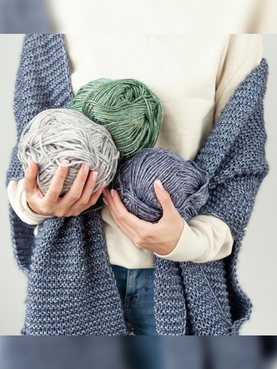 Пряжа Astra Premium Электра с люрексом 100 г 200 м 06 синий 3 мотка - фото 11