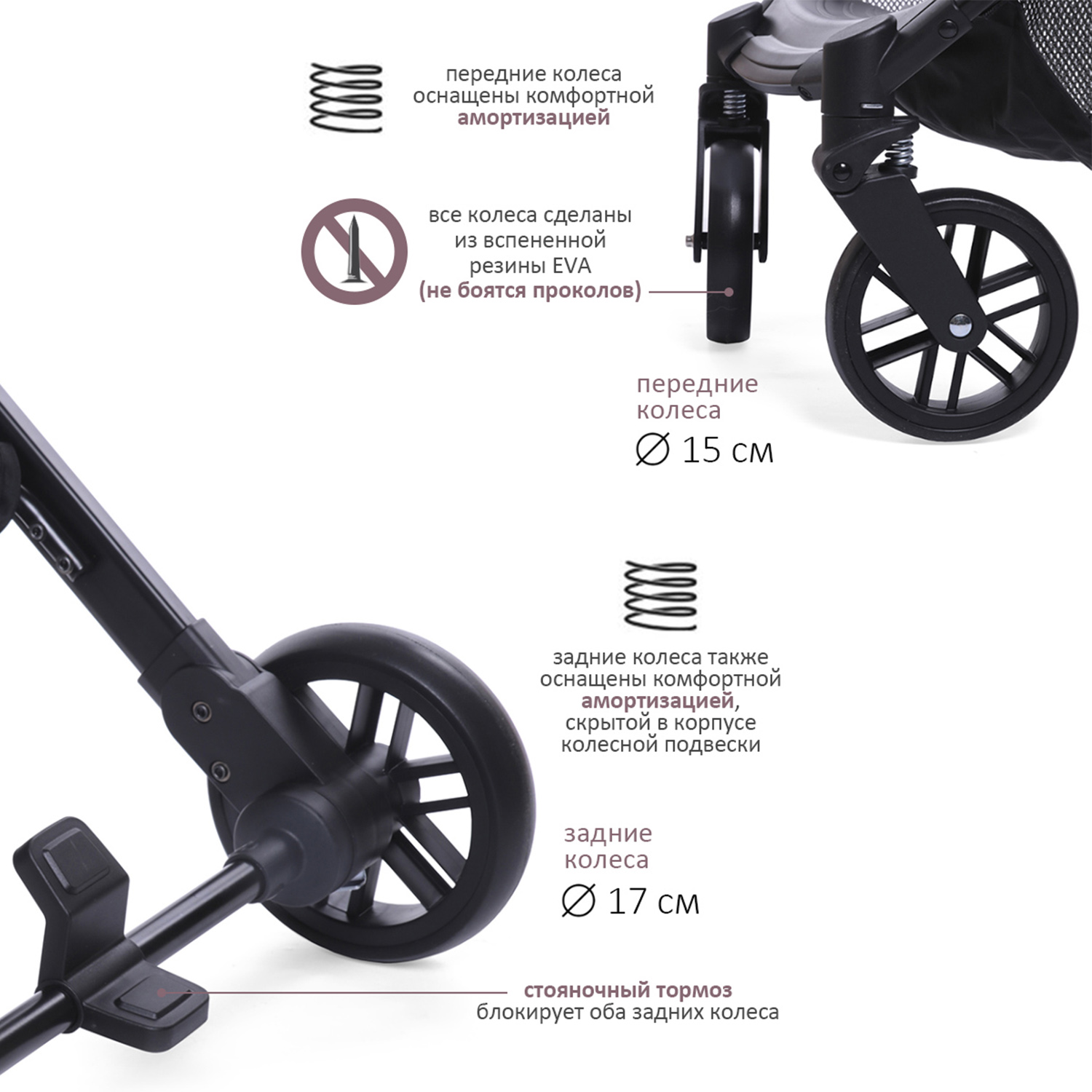 Коляска прогулочная BabyCare Q'bit темно серый серый - фото 7