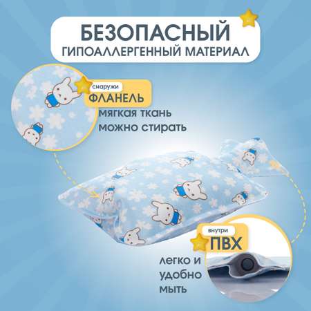 Грелка детская ORIENTROOM от коликов фланелевая голубая 1л